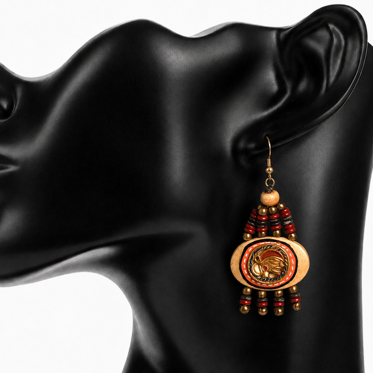 The Empress Handcrafted Tribal Dhokra Earrings ini Maroon