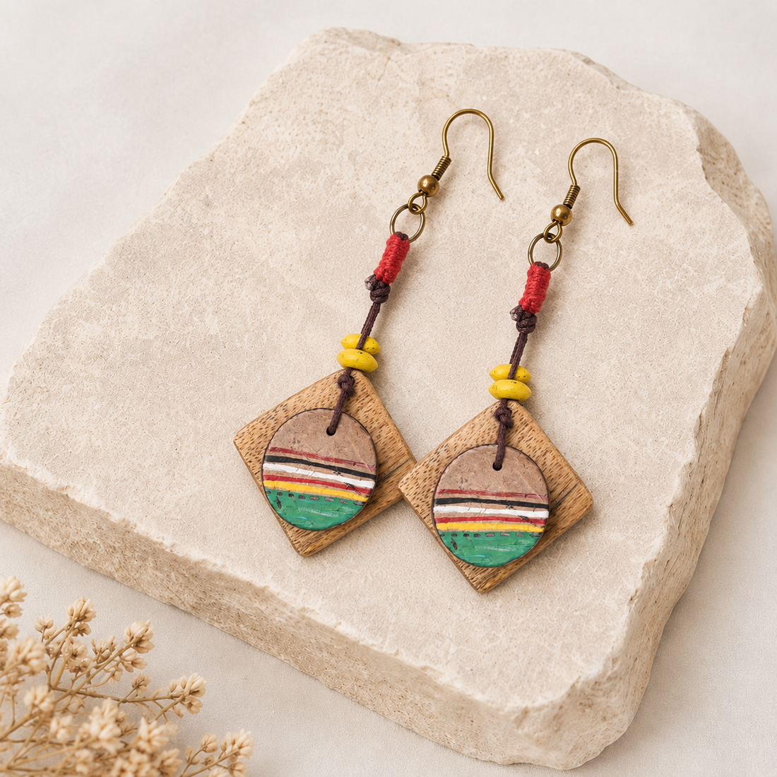 Artistic Charm: Handcrafted Wooden Earrings