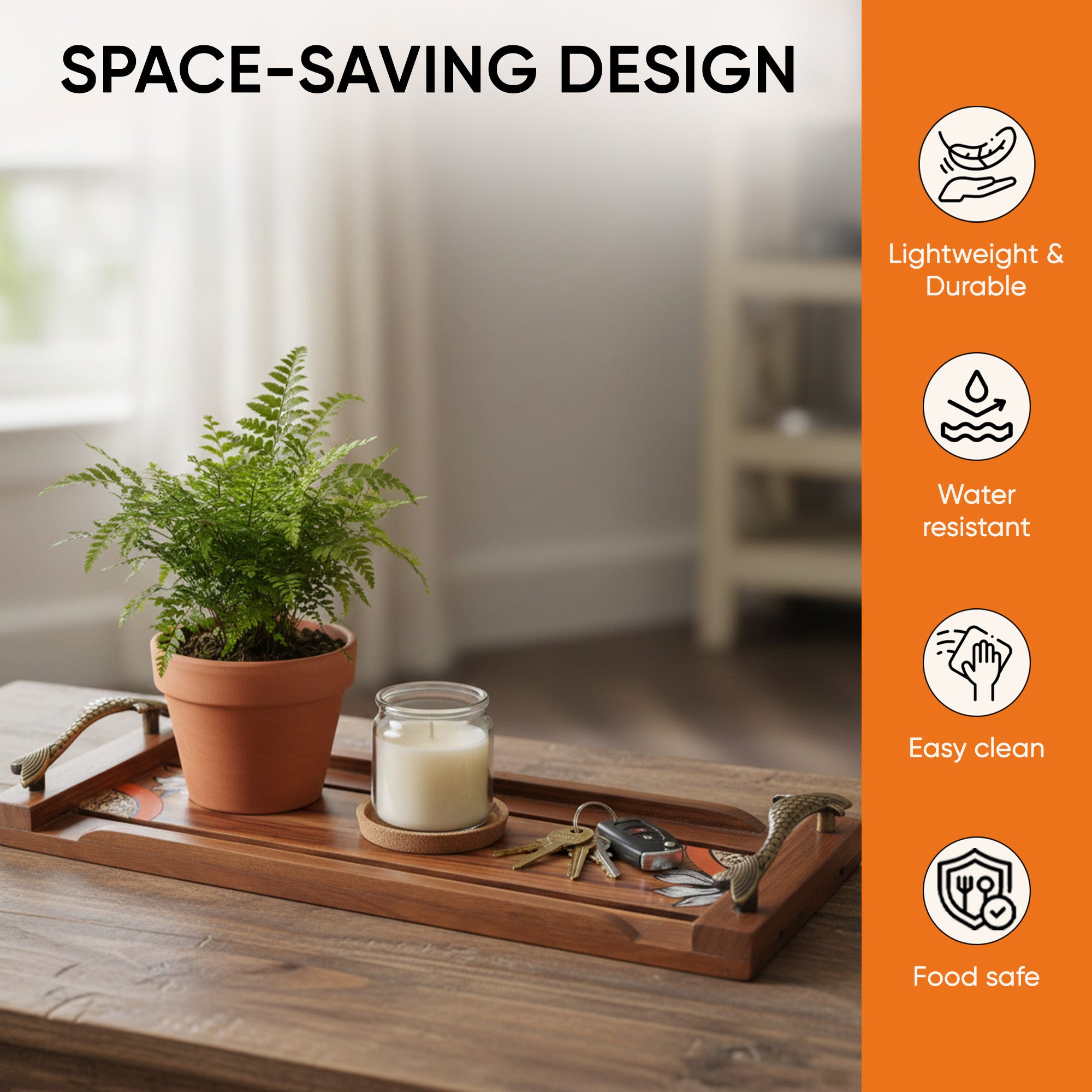 Flora Handcrafted Serving Tray  (15x6x2)