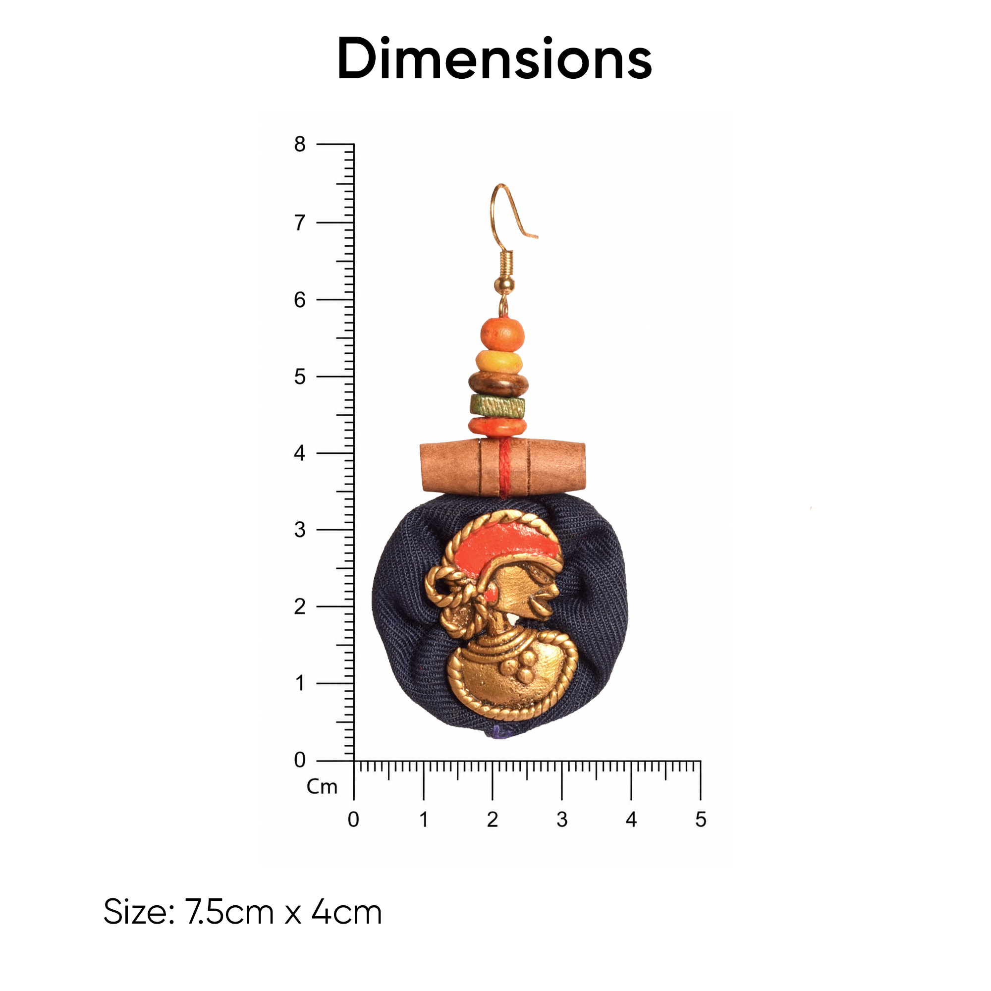 The Royal Empress Handcrafted Tribal Dhokra Round Earrings in Blue