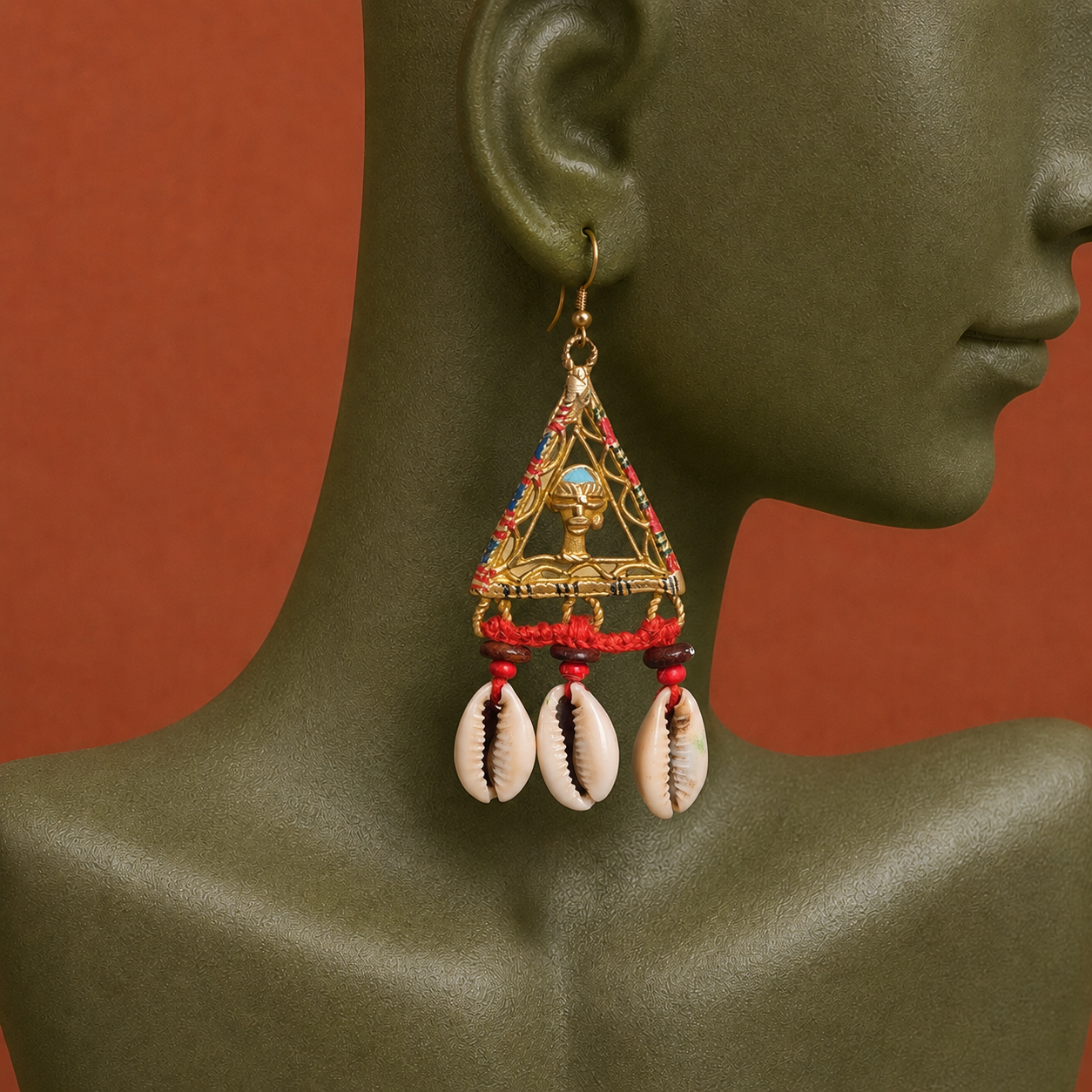 Geometric Elegance: Triangular Brass Conch Earrings