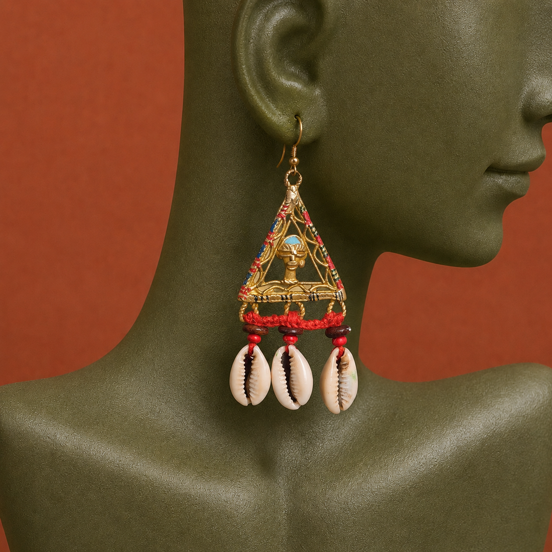 Geometric Elegance: Triangular Brass Conch Earrings