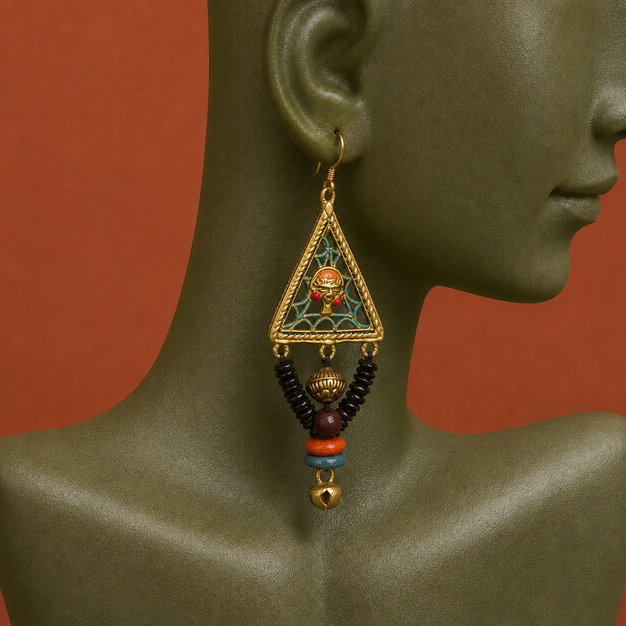 Geometric Elegance: Triangular Brass Earrings