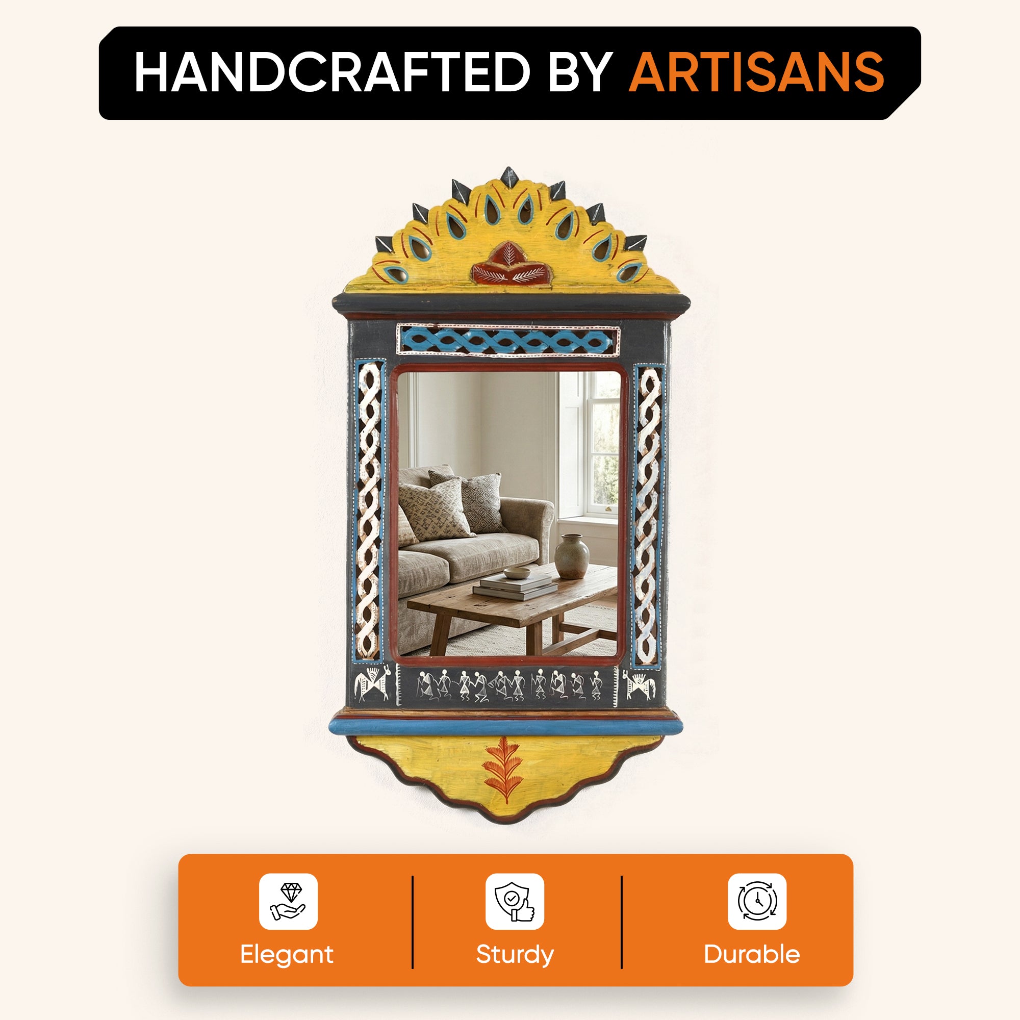 Handcrafted Jharokha Mirror Large (12x22")