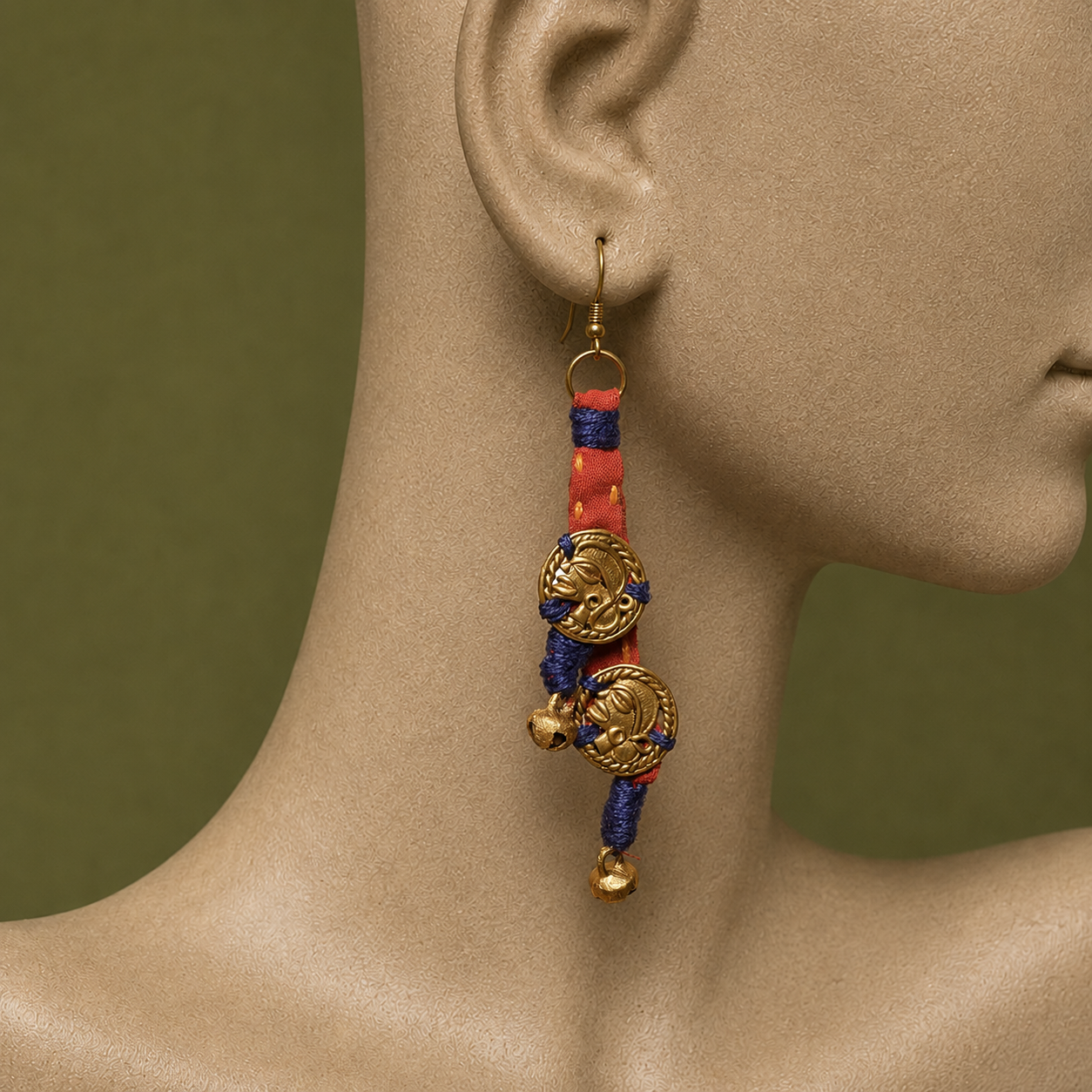 The Tribal Drops Handcrafted Tribal Dhokra Earrings in fabric