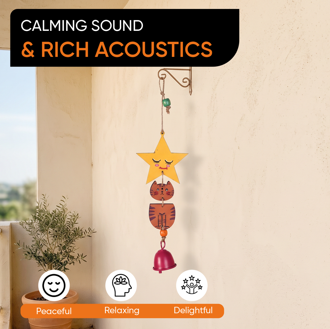Orange Kitty Wind Chime (12x3)