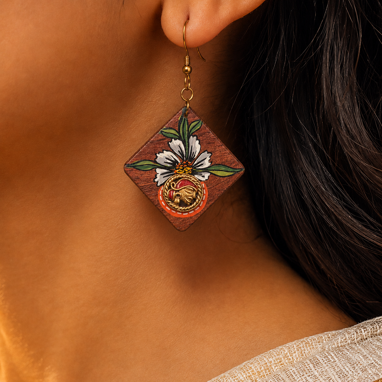 Butterfly-II' Handcrafted Tribal Wooden Earrings