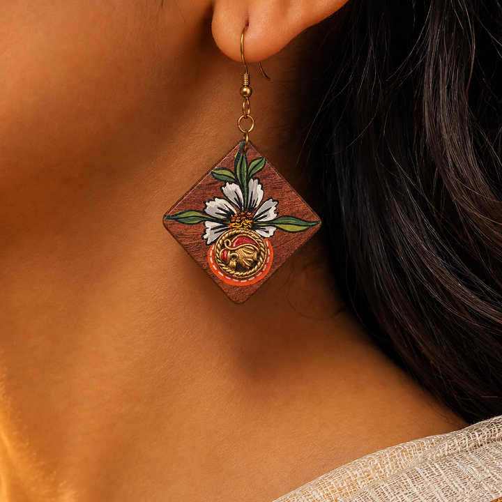 Butterfly-II' Handcrafted Tribal Wooden Earrings