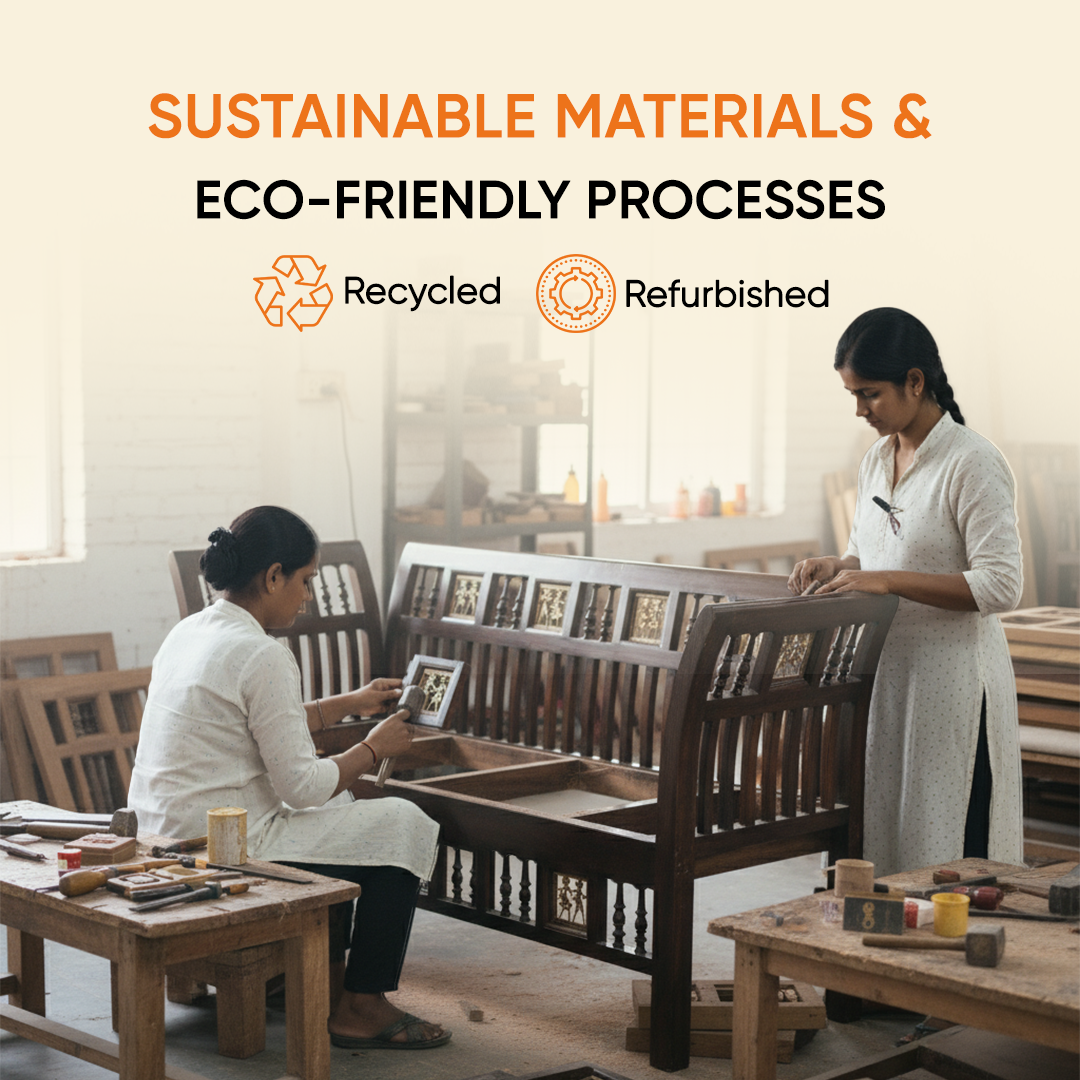 Arka 2 Seater Sofa in Walnut Colour by Aakriti Art Creations (48x24x27)