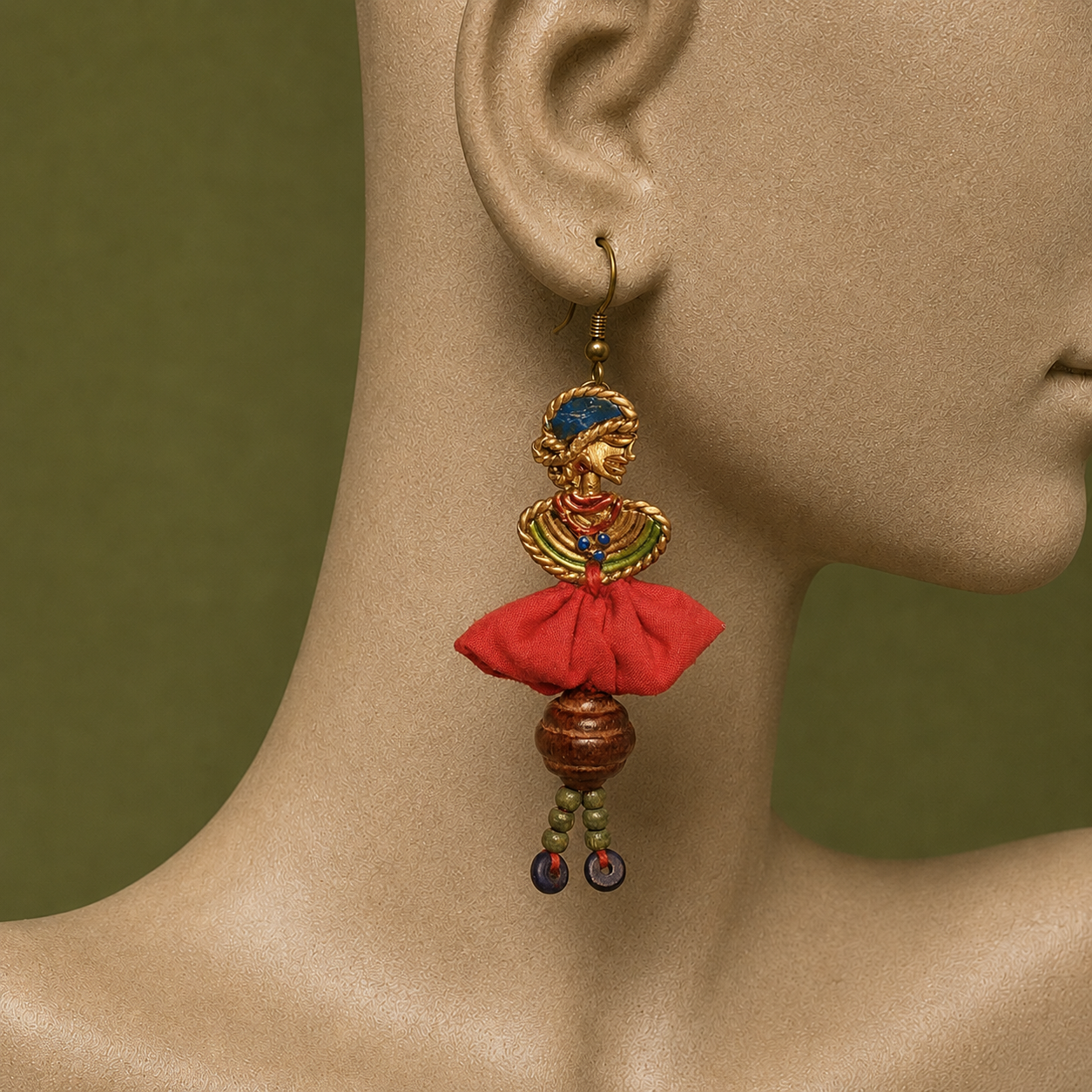 The Dancing Empress Handcrafted Tribal Dhokra Earrings in multicolours