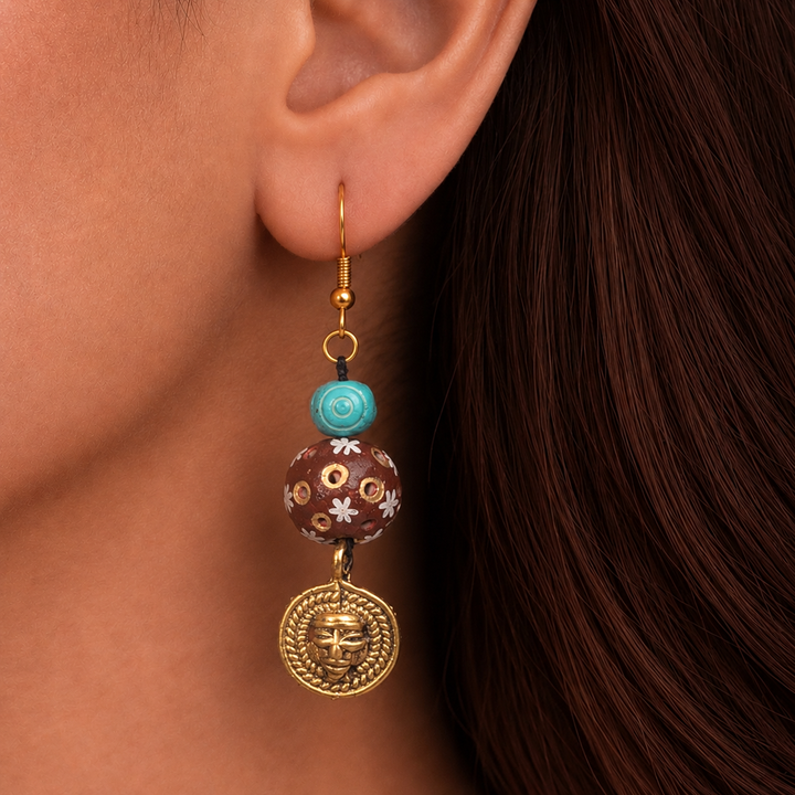 Brass Blossom Strokes Ethnic Earrings