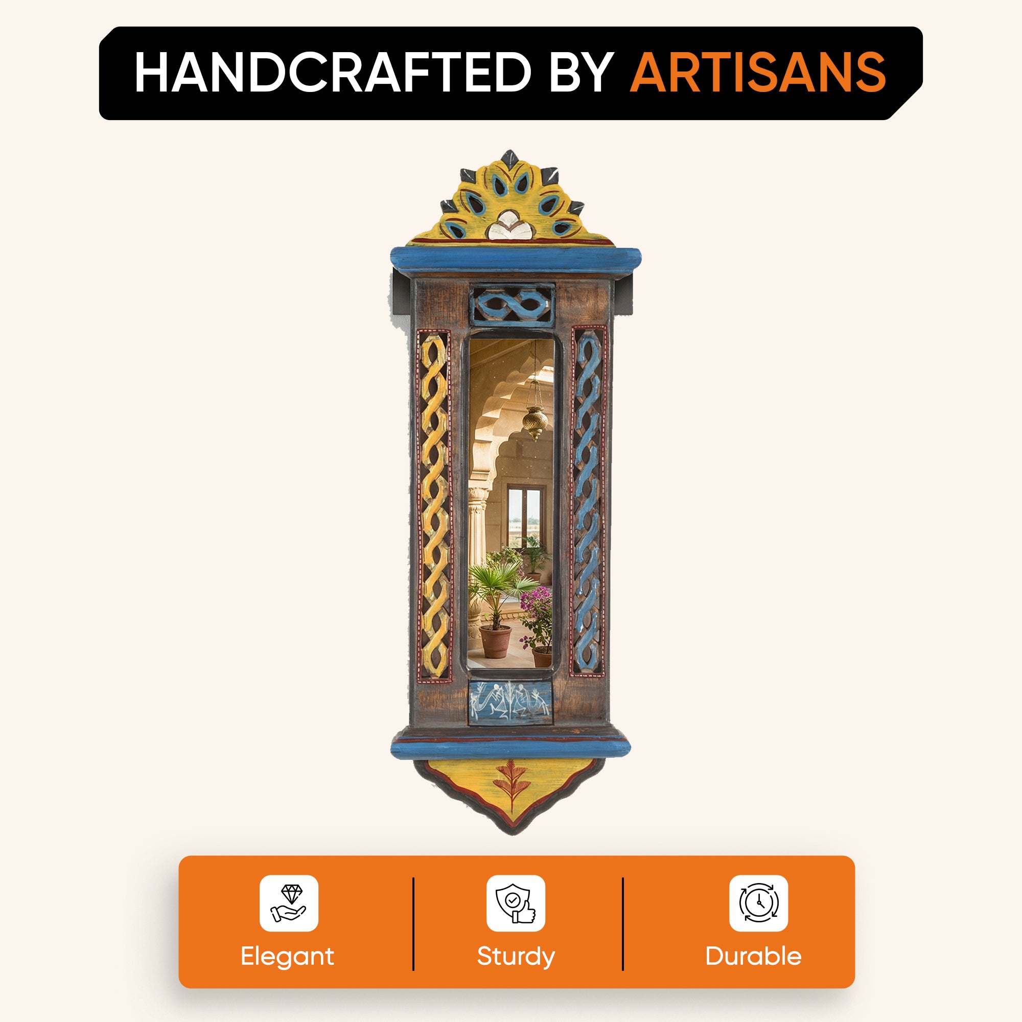 Handcrafted Jharokha Mirror Small (20x7")