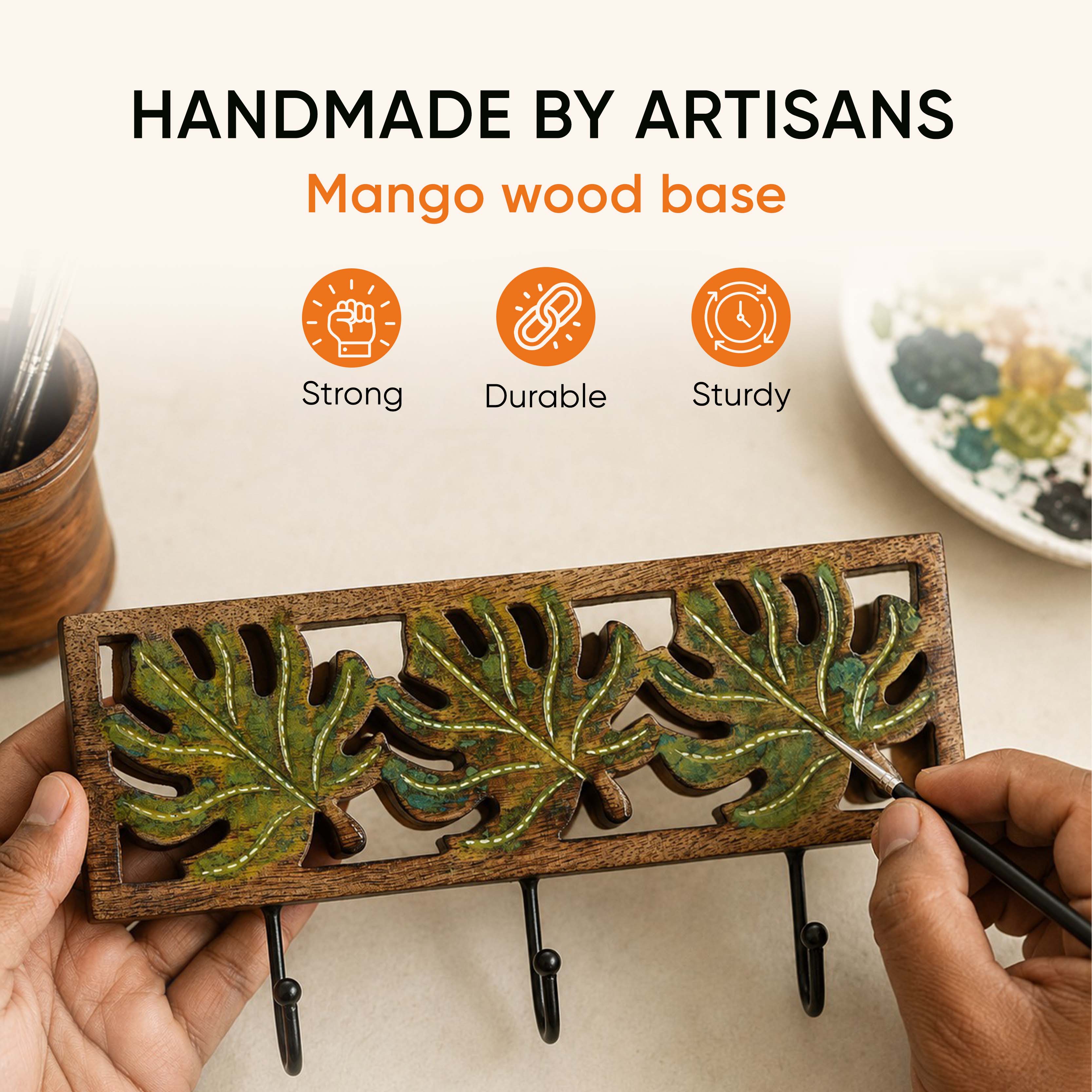 Autumn Leaf Towel Hanger With Three Hooks