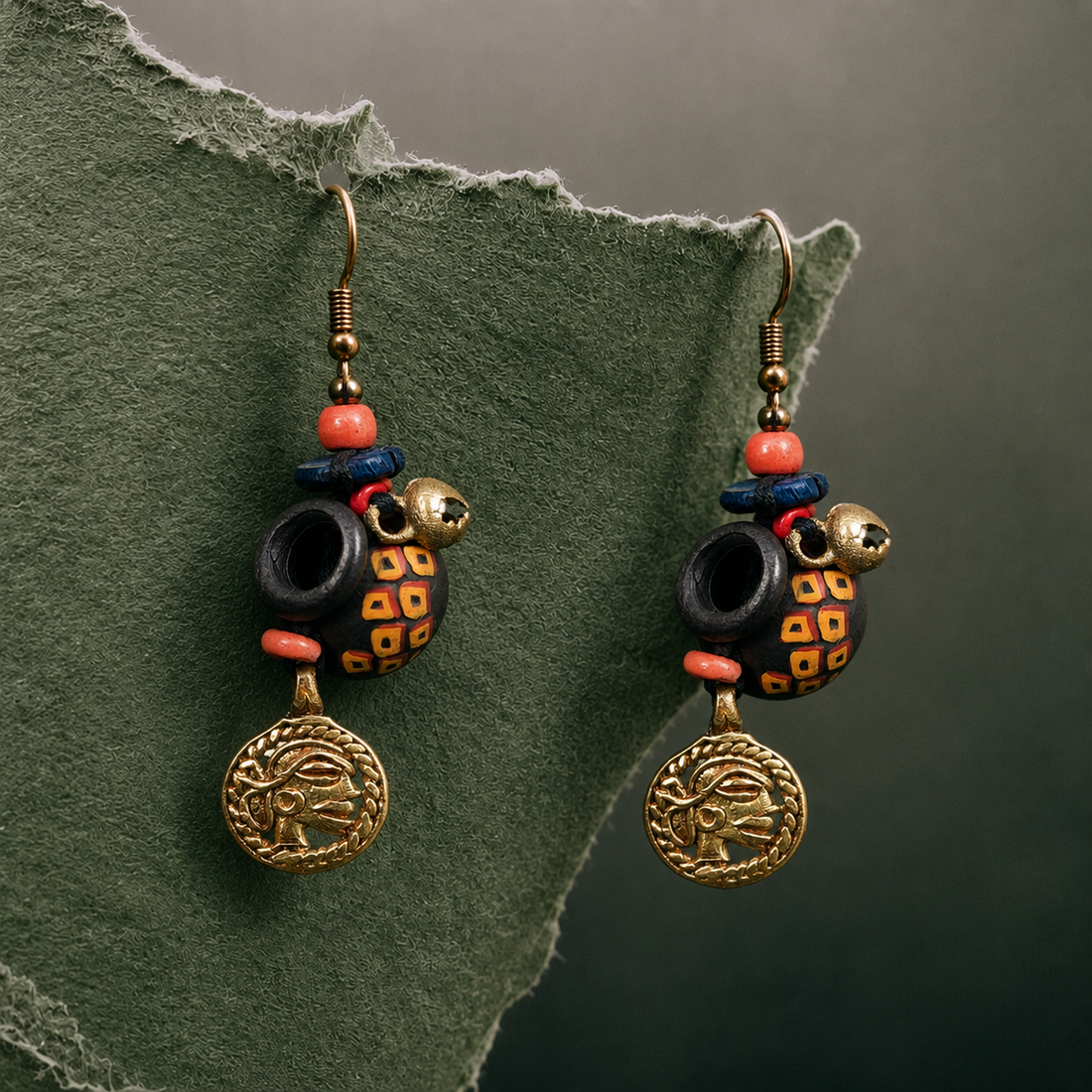 Earthy Pottery Charms Ethnic Earrings