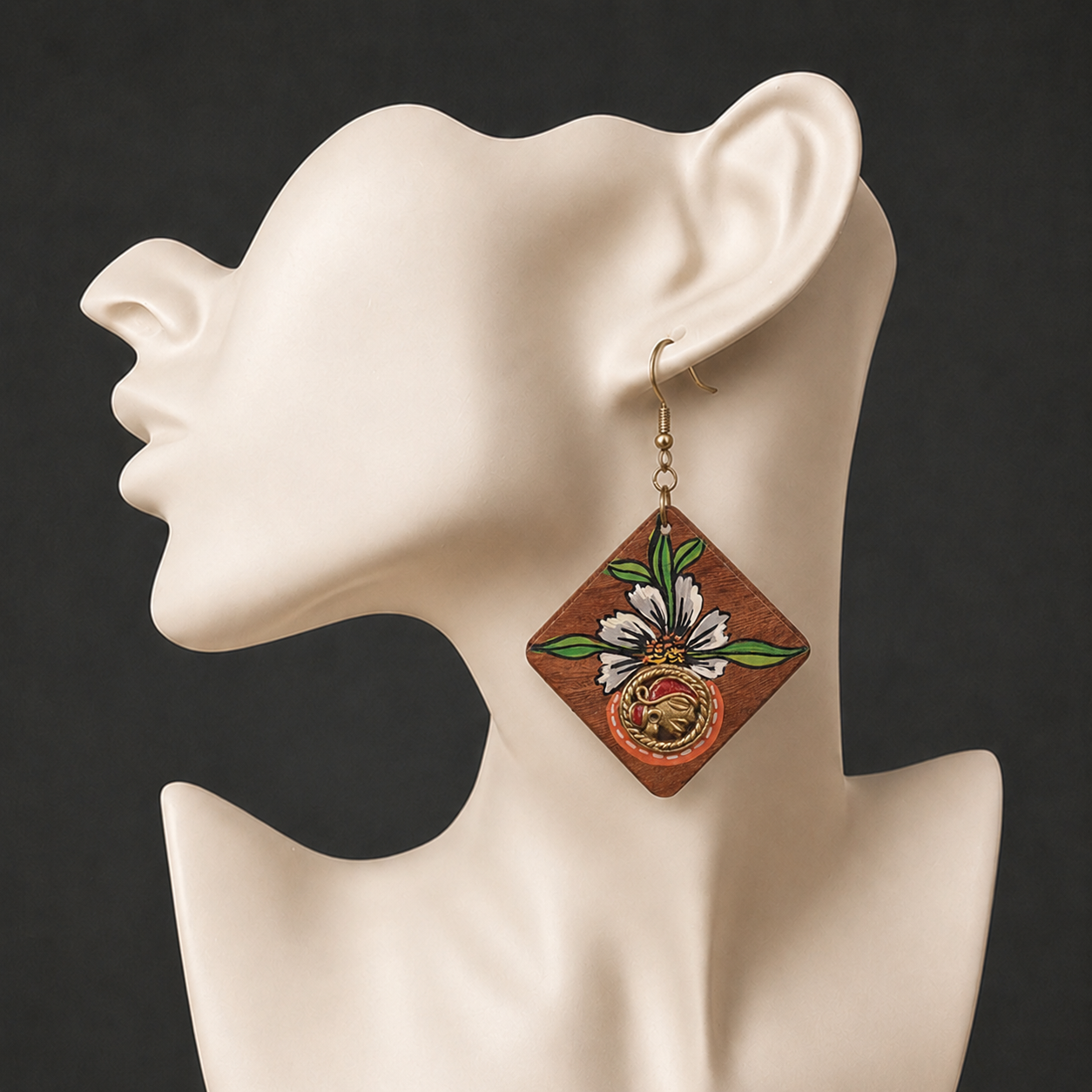 Butterfly-II' Handcrafted Tribal Wooden Earrings