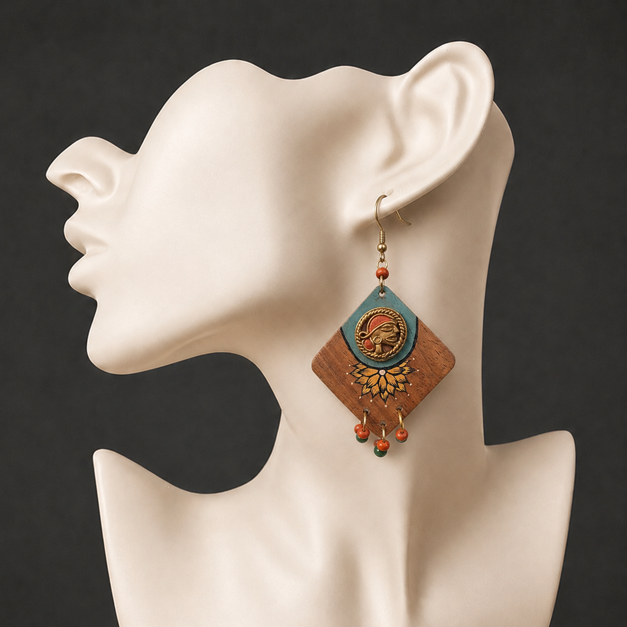 Butterfly-IV' Handcrafted Tribal Wooden Earrings