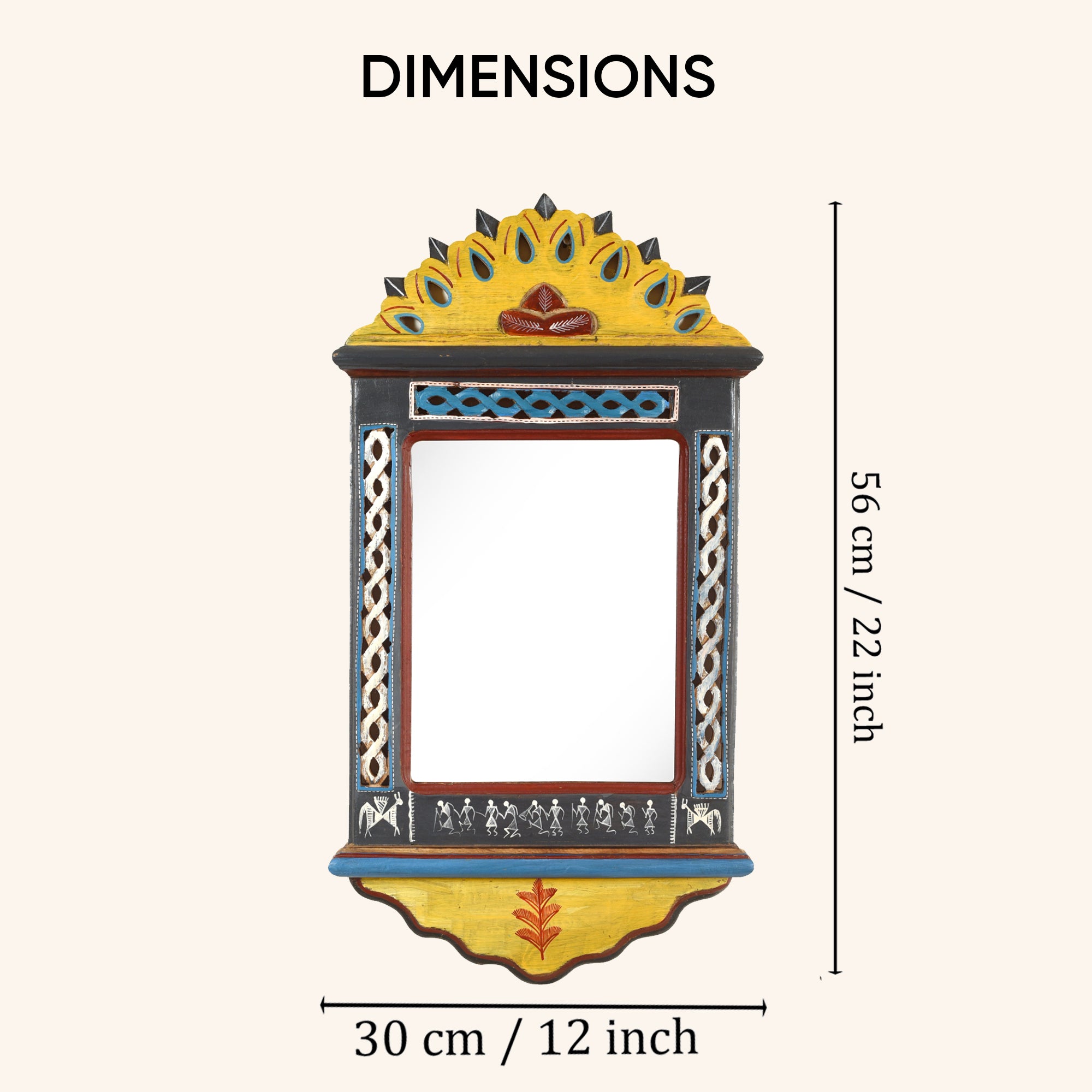 Handcrafted Jharokha Mirror Large (12x22")
