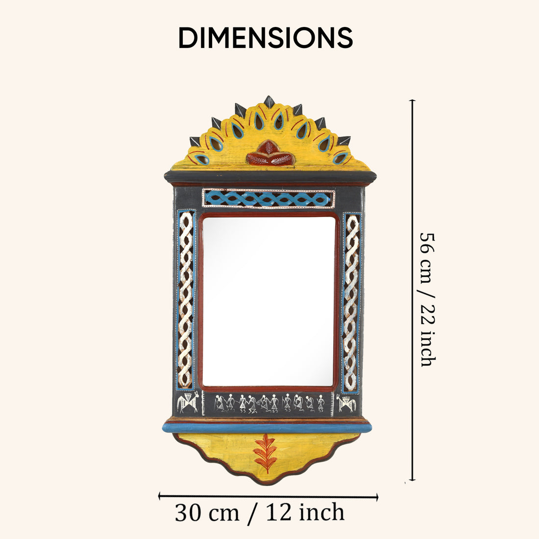 Handcrafted Jharokha Mirror Large (12x22")