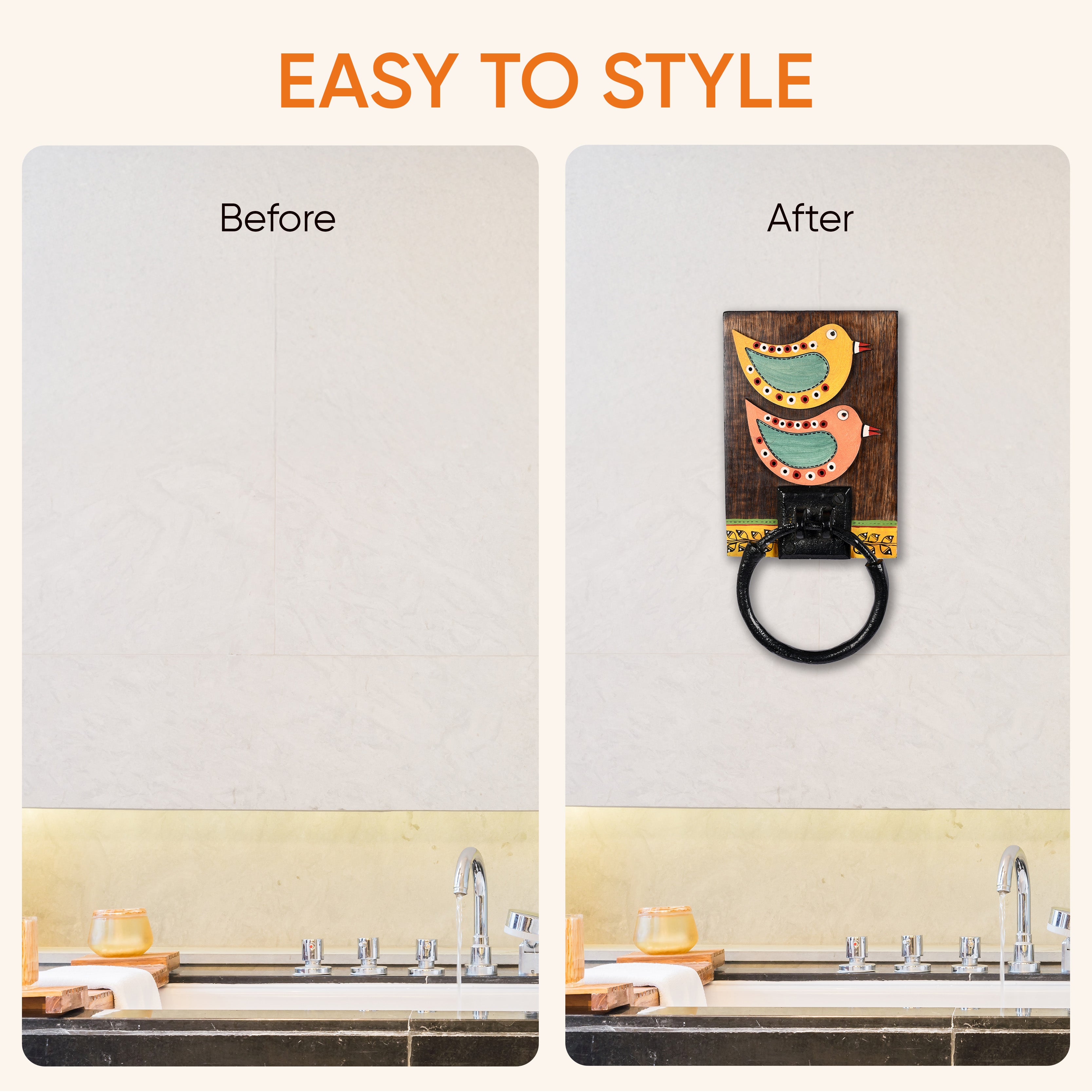 Towel Holder Handcrafted Tribal Art (5x1x10)