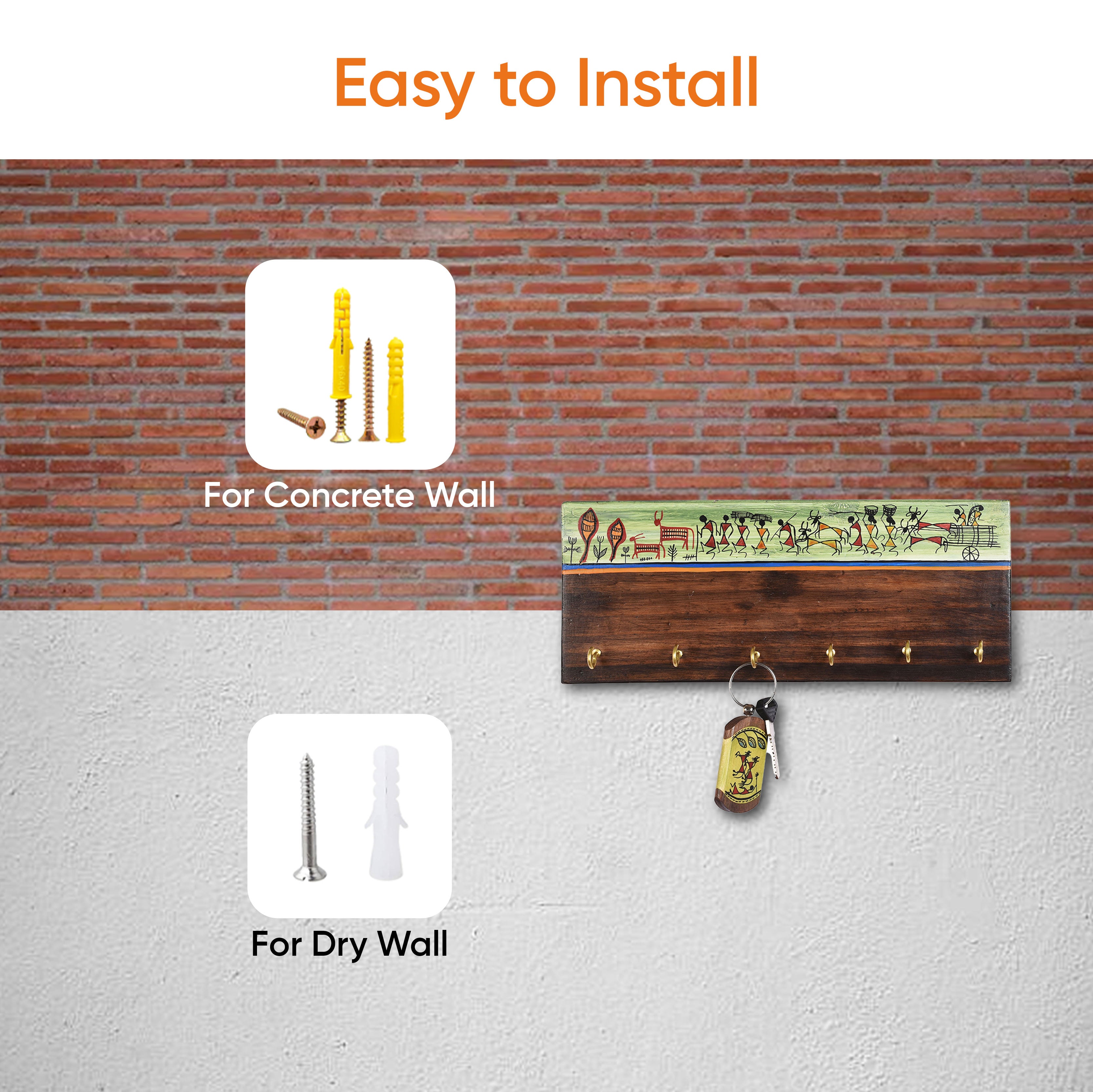 Safar Key Holder Handcrafted Warli 6 keys (12x2x5)