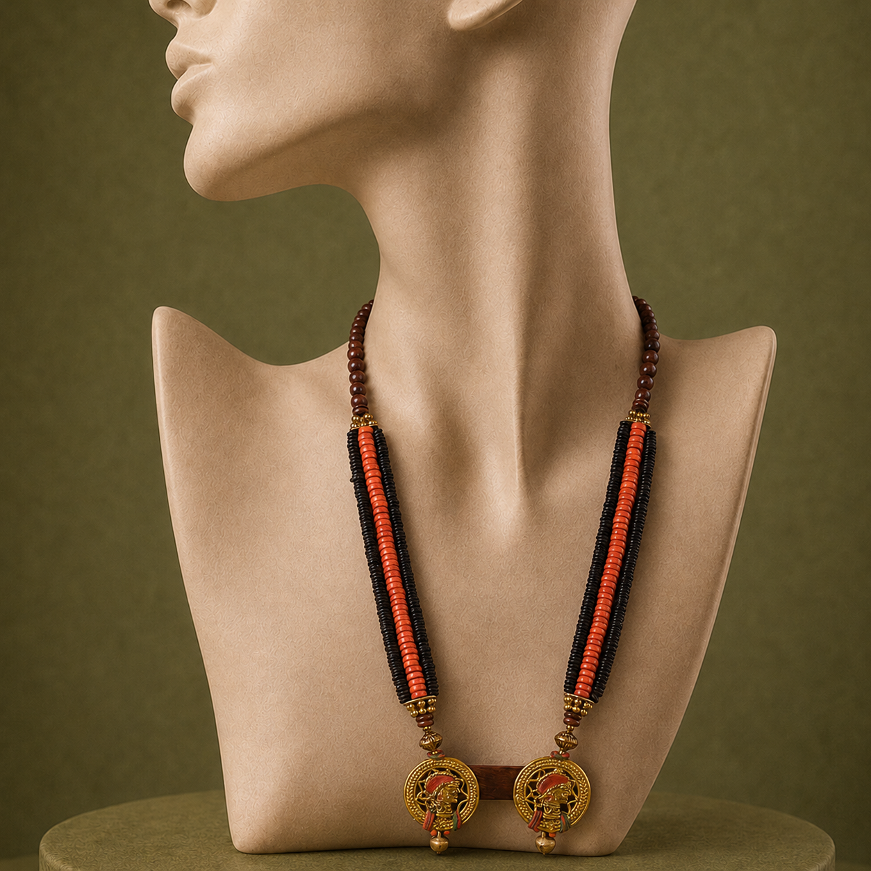 Regal Sisters: Handcrafted Wooden Necklace