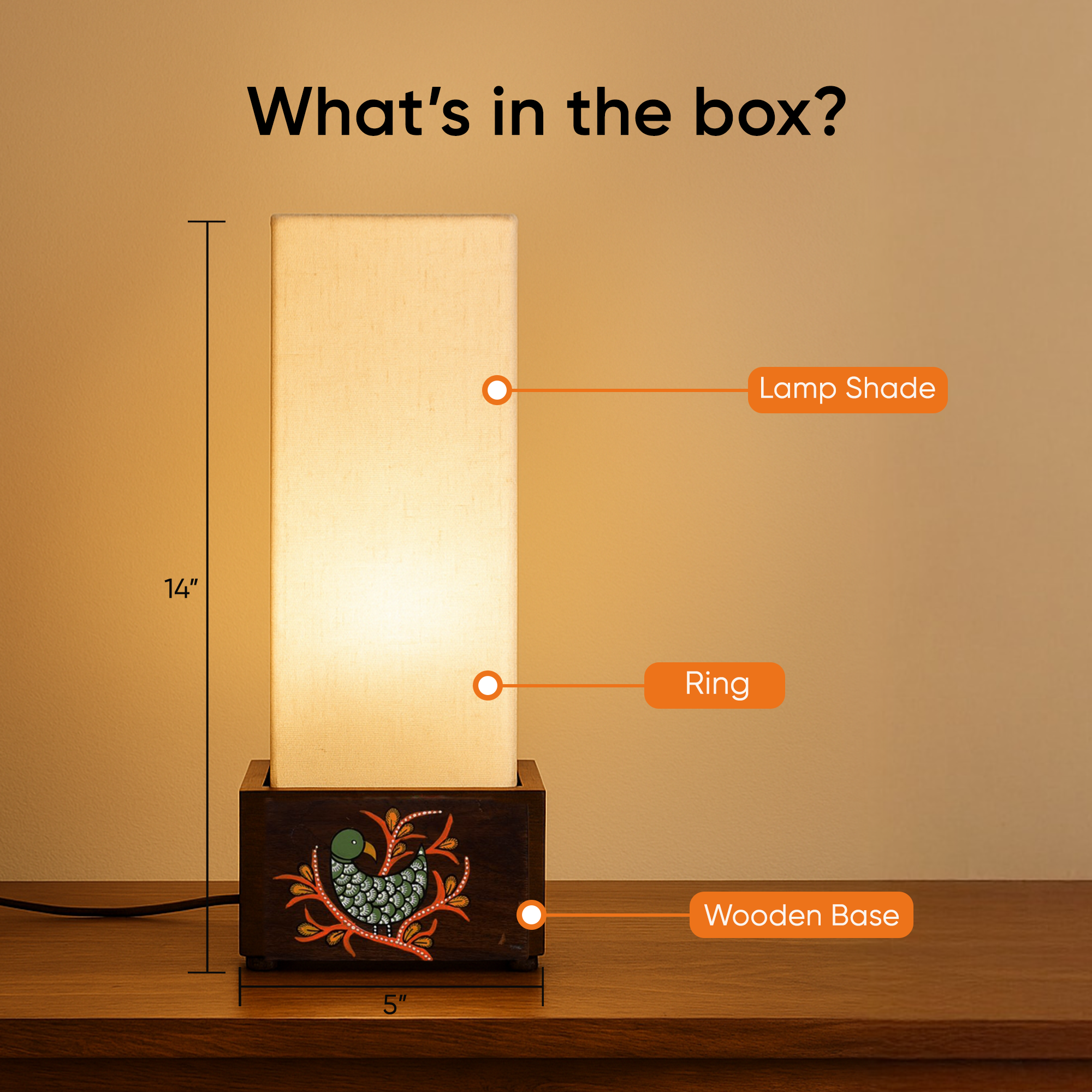 Birds in Tree Pillar Table Lamp