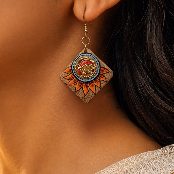 Butterfly-VI' Handcrafted Tribal Wooden Earrings