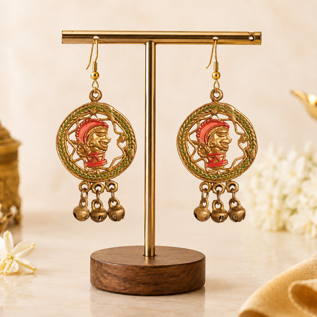 The Empress Star Handcrafted Trobal Dhokra Earrings