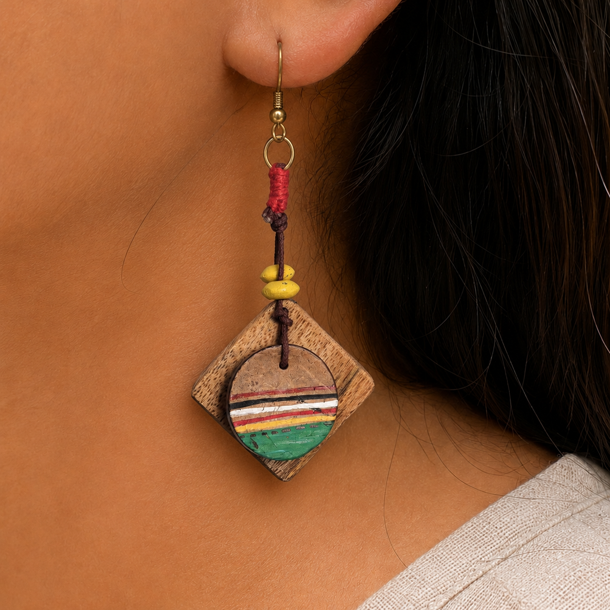 Artistic Charm: Handcrafted Wooden Earrings