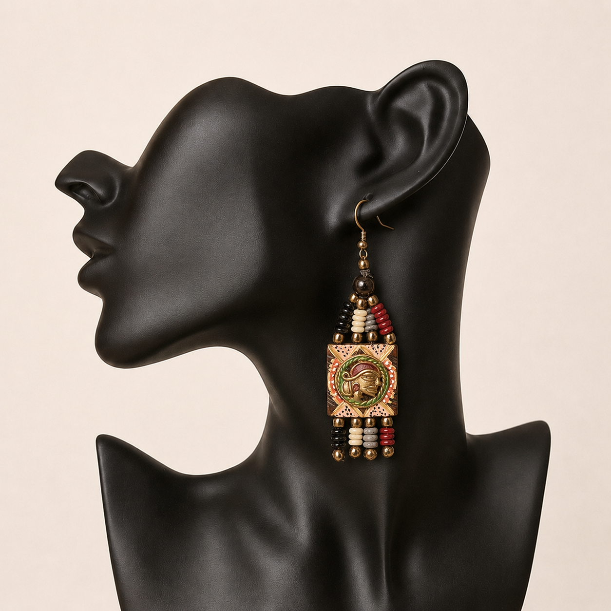 The Empress Handcrafted Tribal Dhokra Earrings in Multicolour