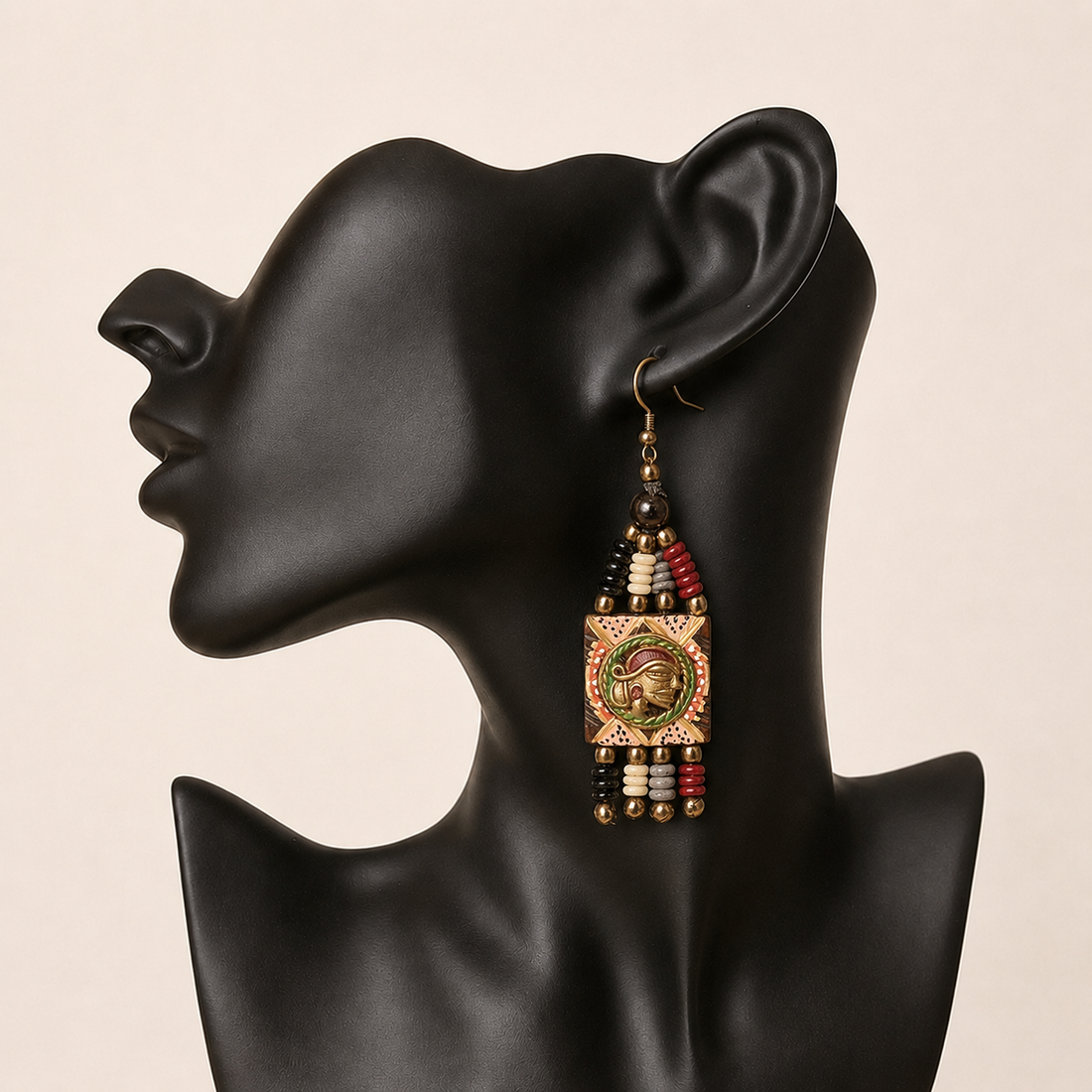 The Empress Handcrafted Tribal Dhokra Earrings in Multicolour