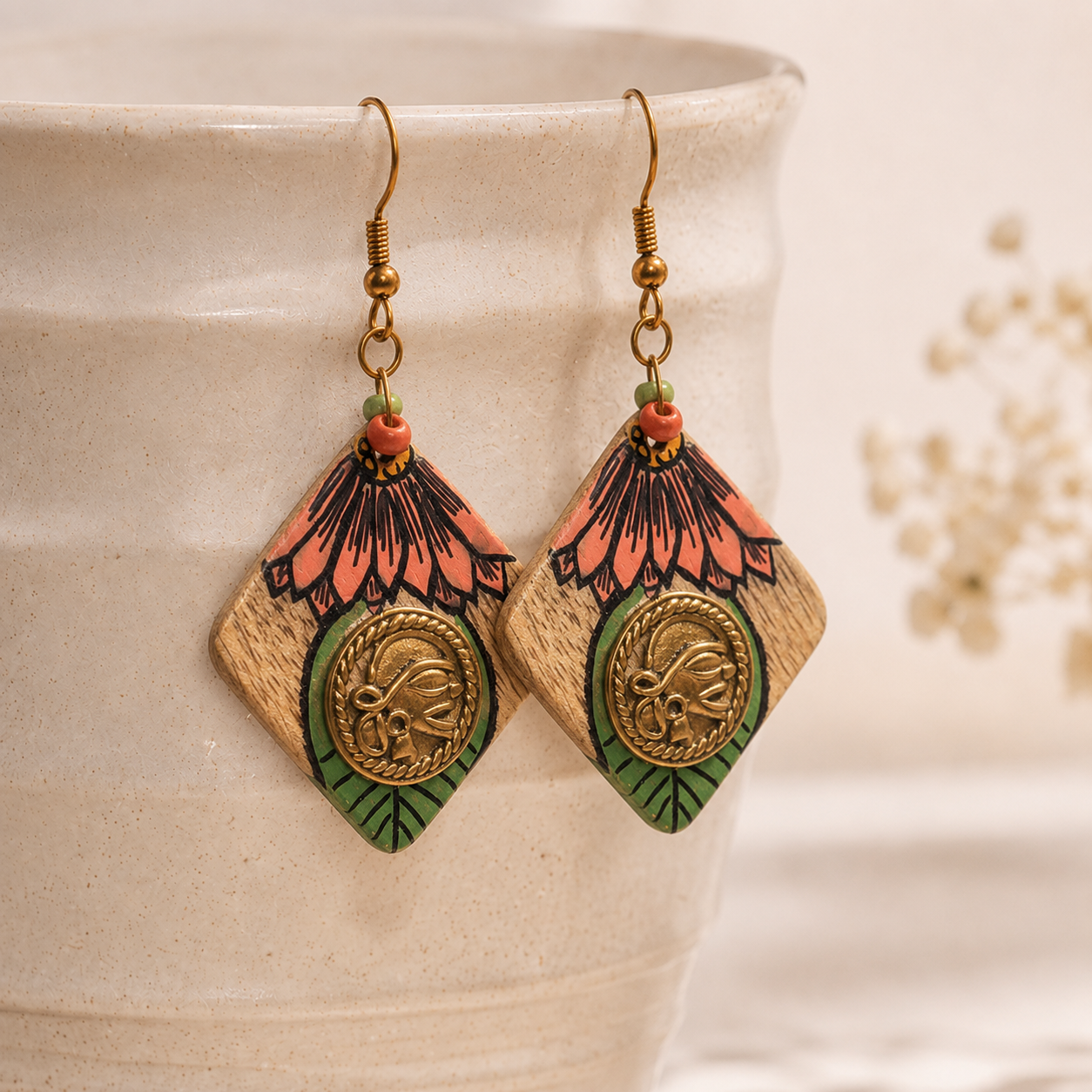 Butterfly-V' Handcrafted Tribal Wooden Earrings