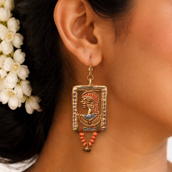 The Empress in Window Handcrafted Tribal Dhokra Earrings