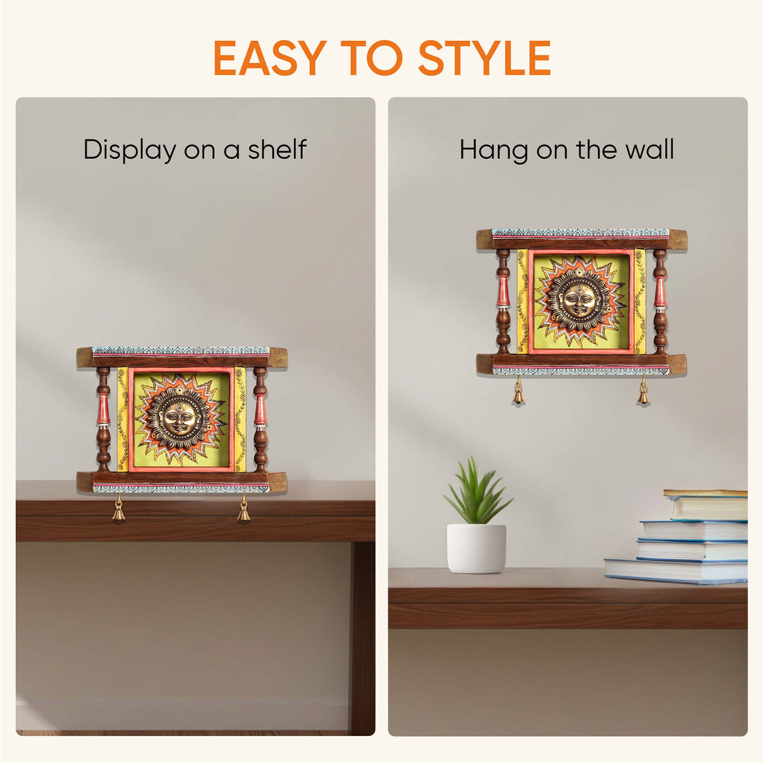 Divya-II Wall décor frame with beautiful Brass Sculpture of Surya Dev