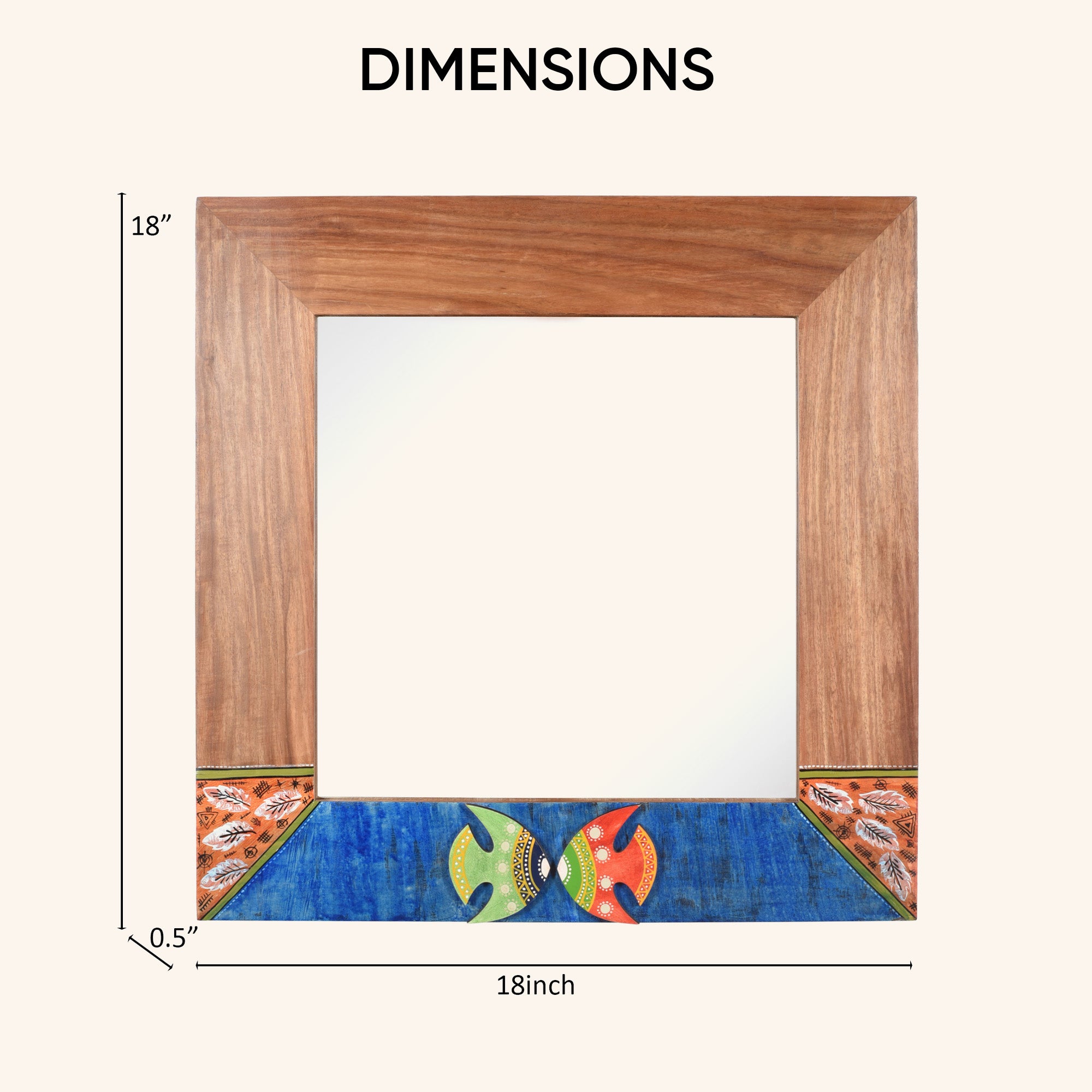 Nemo Rosewood Mirror with Fish Motifs (21x17")