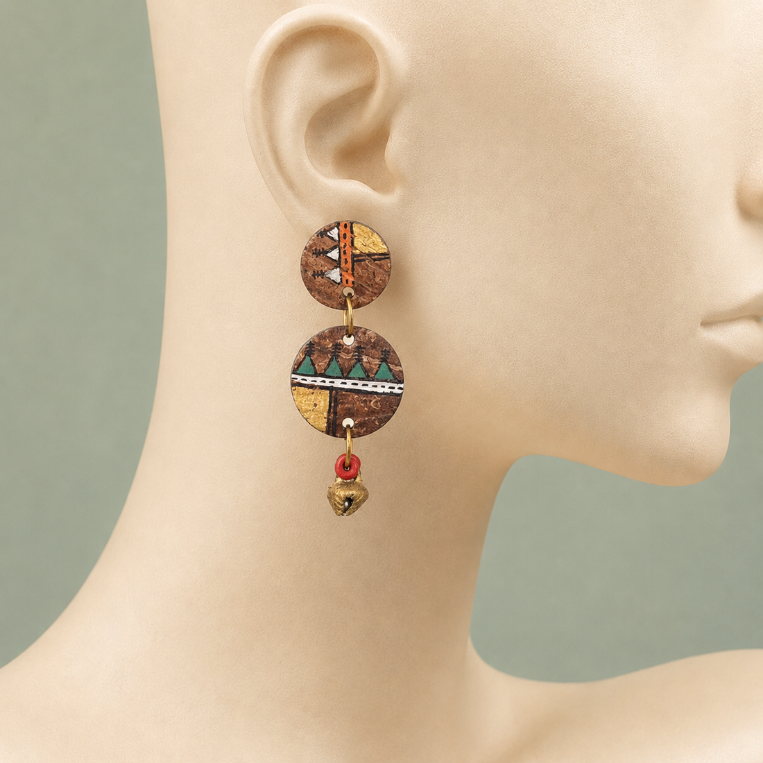Ethnic Chic: Handcrafted Wooden Earrings with Warli Artwork