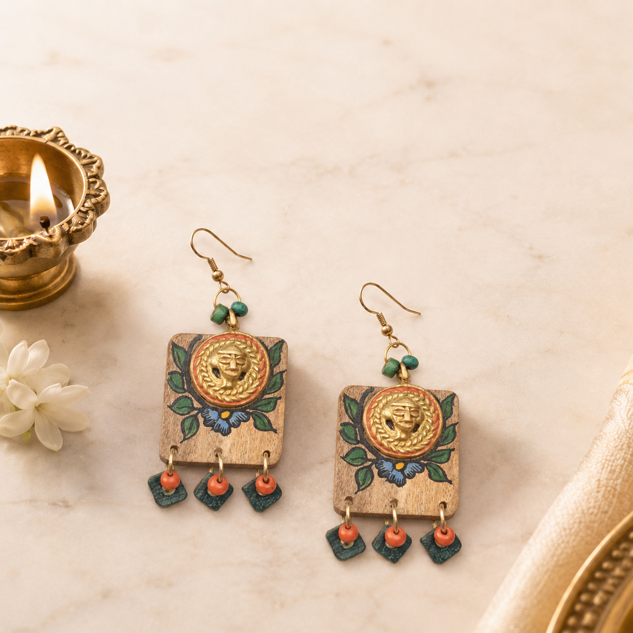 Butterfly-IX' Handcrafted Tribal Wooden Earrings
