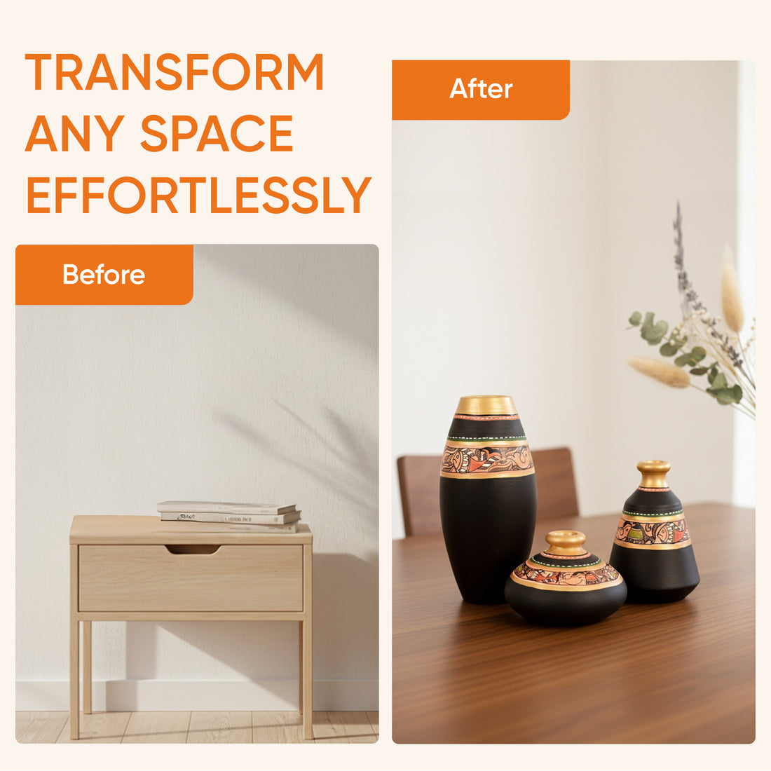 Midnight Terracotta vases (Set of 3)  6/5/3