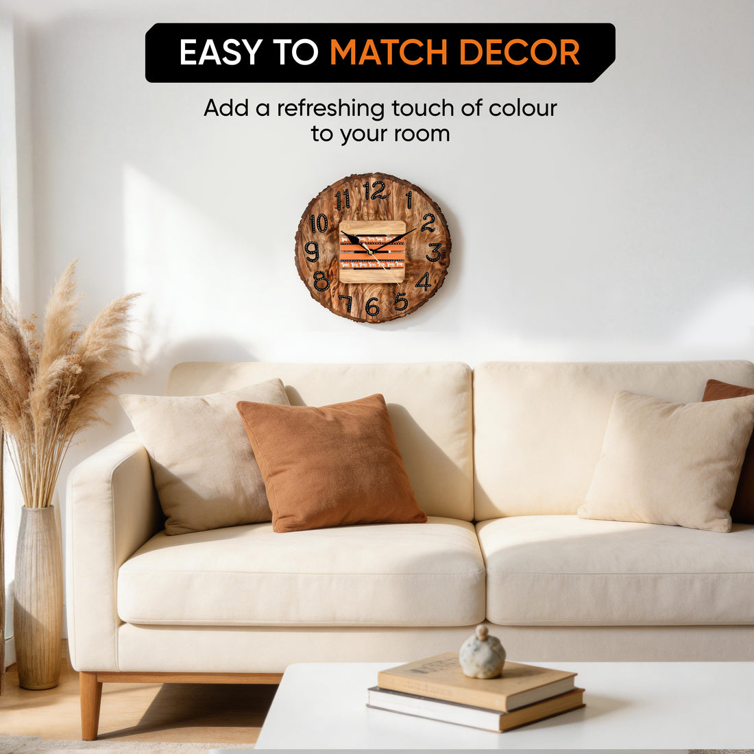 Wall Clock Handcrafted Wooden Log Dial (11x1.5x11")