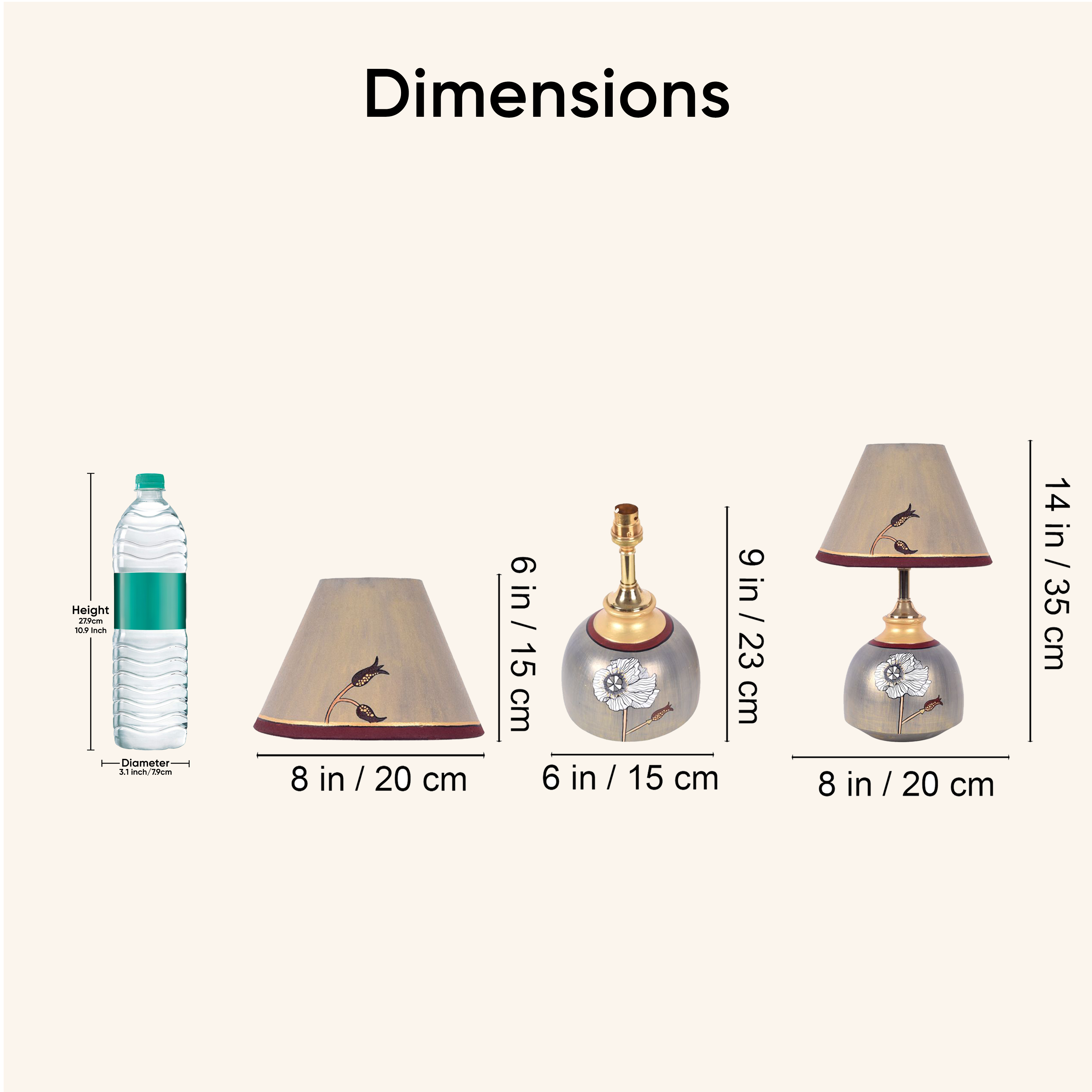 Silver Luster Terracotta Table Lampshade ( 8x8x14)