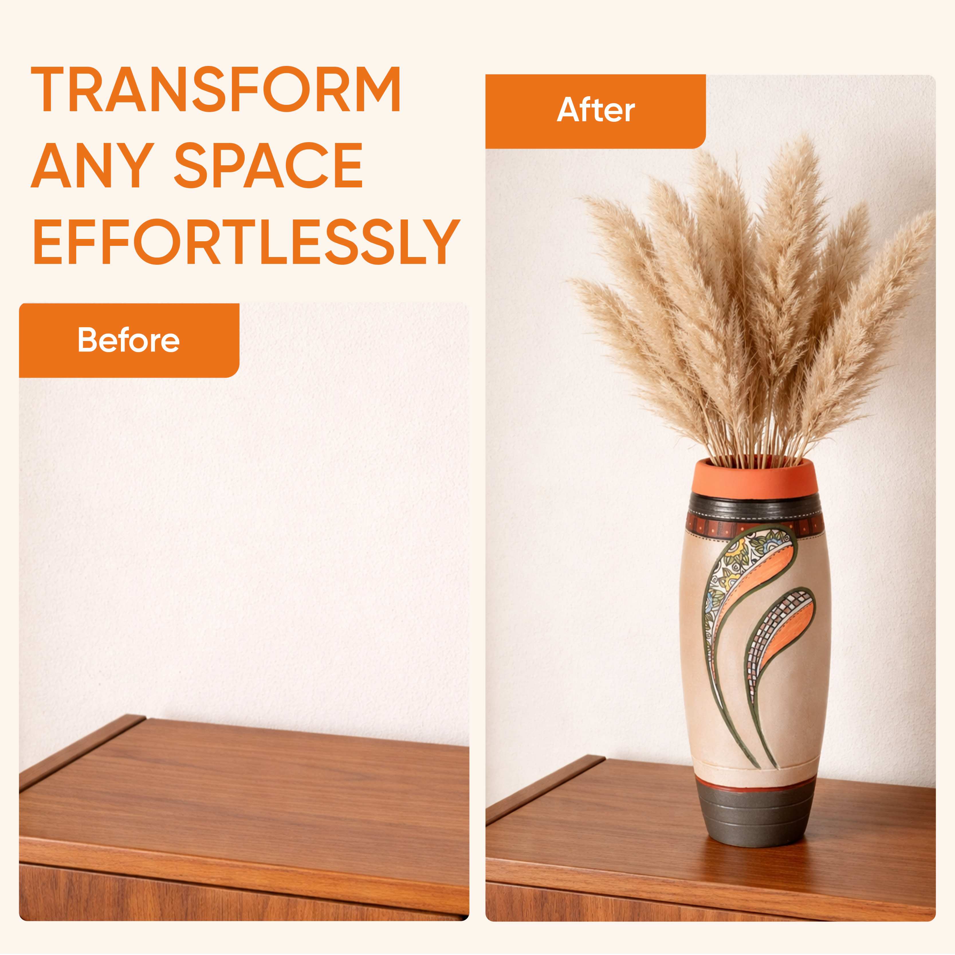 Autumn Leaf Earthen Vase Handpainted in Tribal Art
