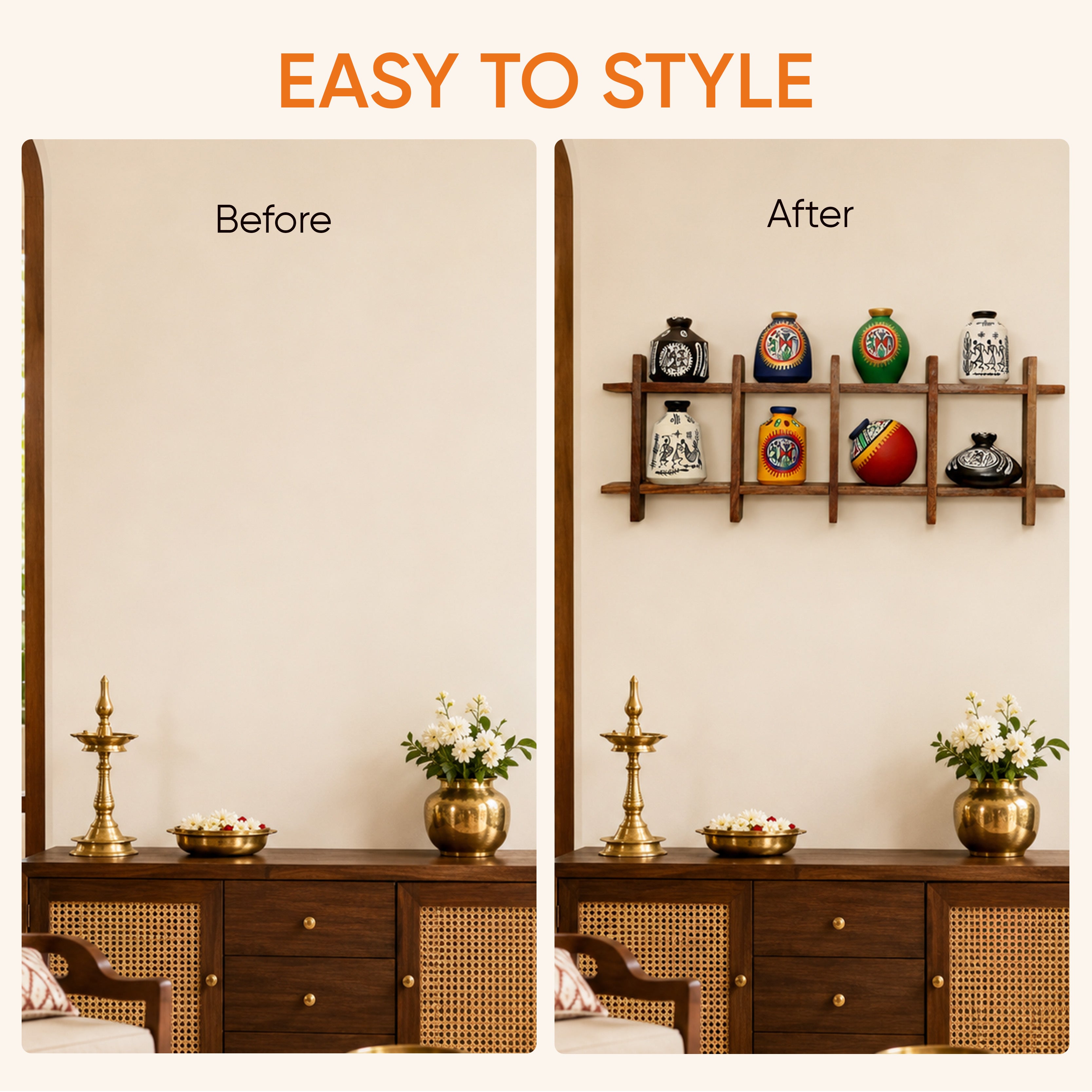 Wall Decor Ladder with 8 pots