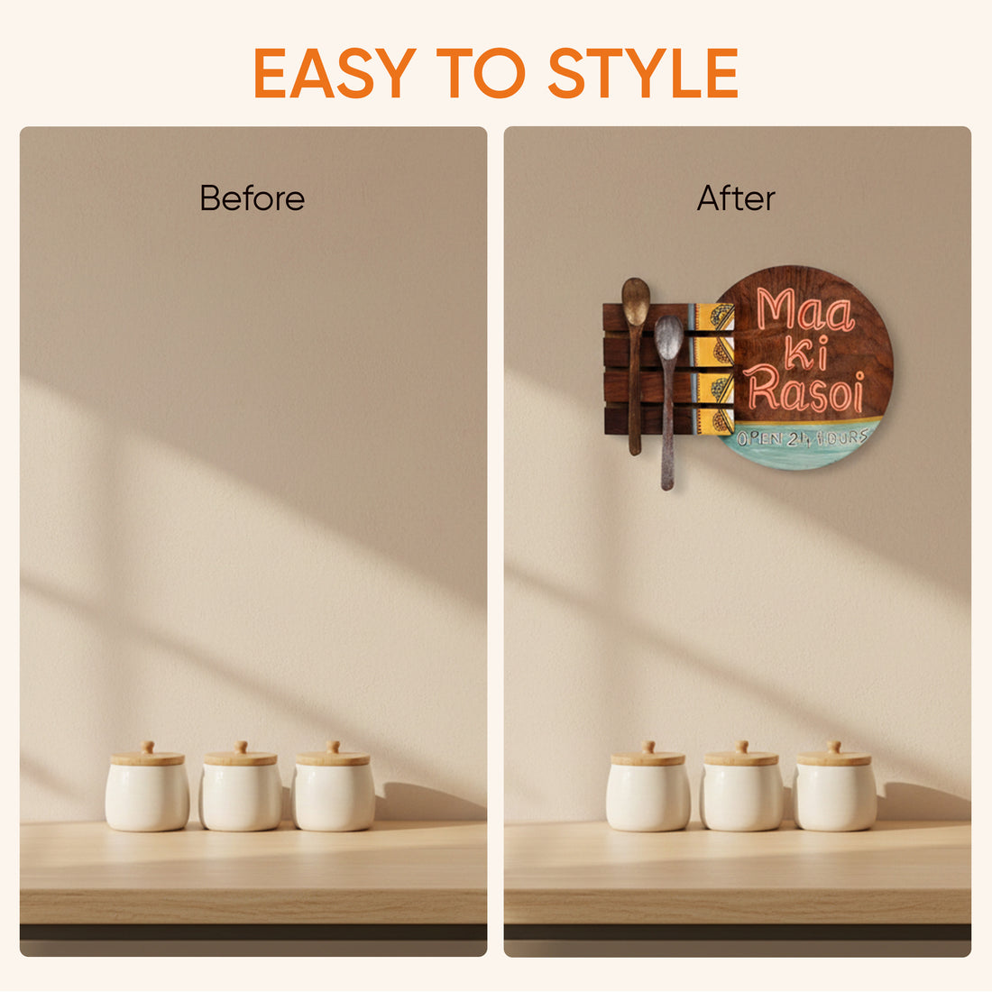 Kitchen Decor "Maa ki Rasoi" Handcrafted in Wood (9x2x7)