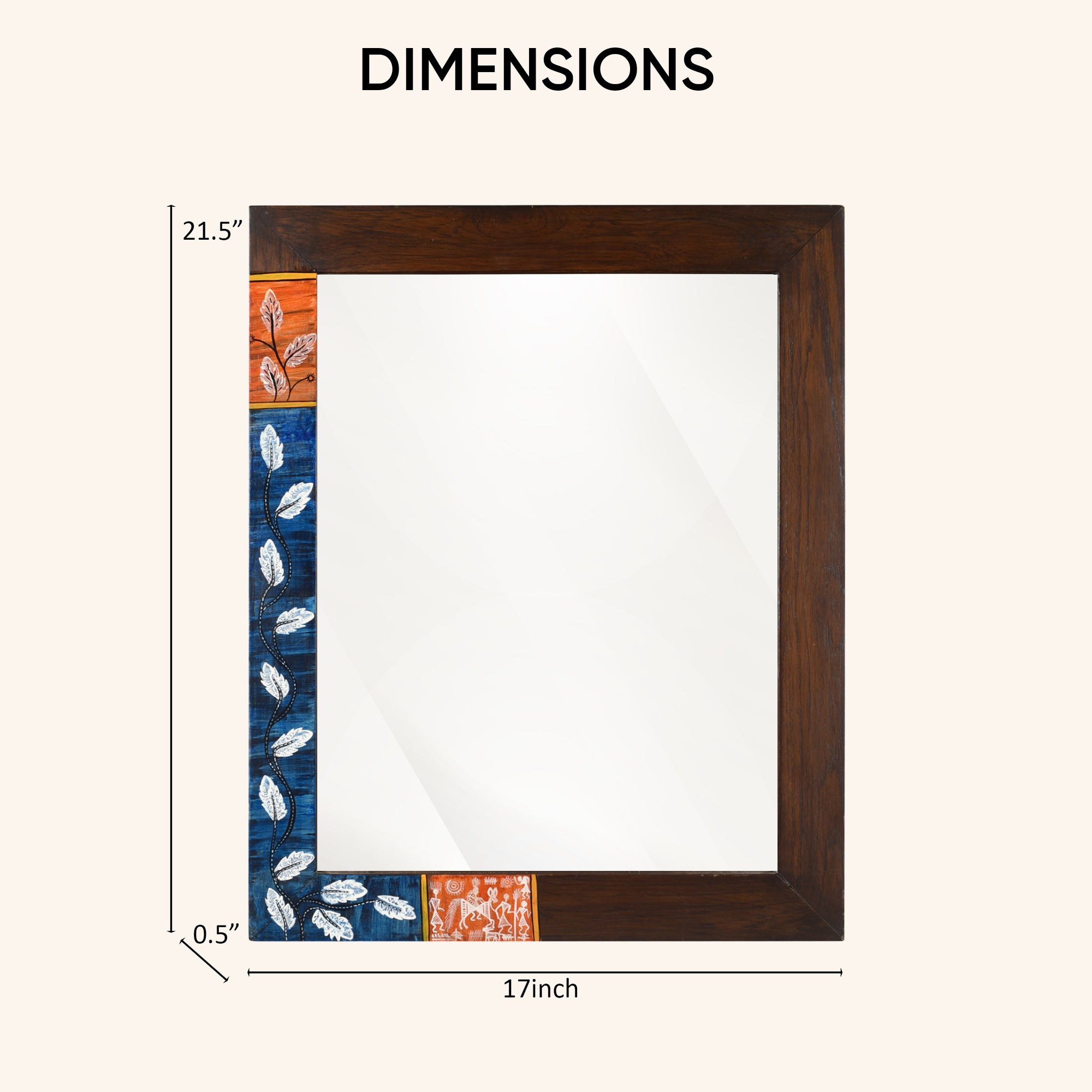 Midnight Blue Rectangular Teakwood Mirror (21x17")