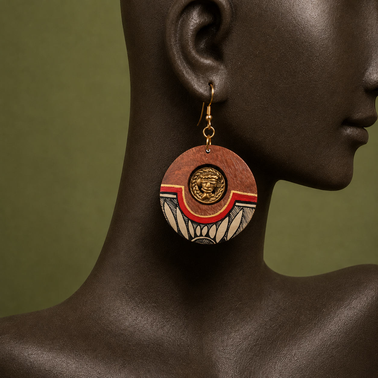Princess-III' Handcrafted Tribal Wooden Earrings