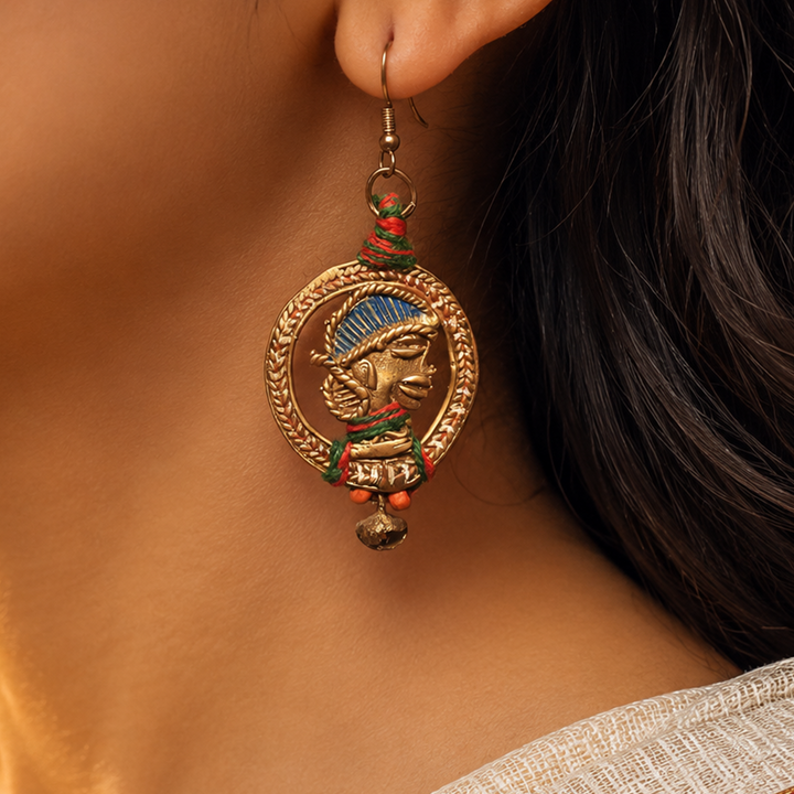 The waiting Empress Handcrafted Tribal Dhokra Earrings