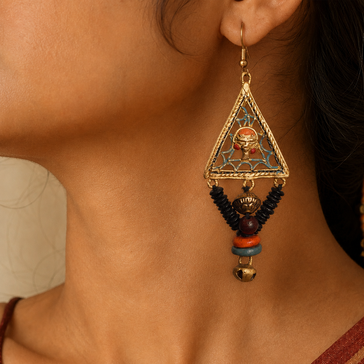 Geometric Elegance: Triangular Brass Earrings