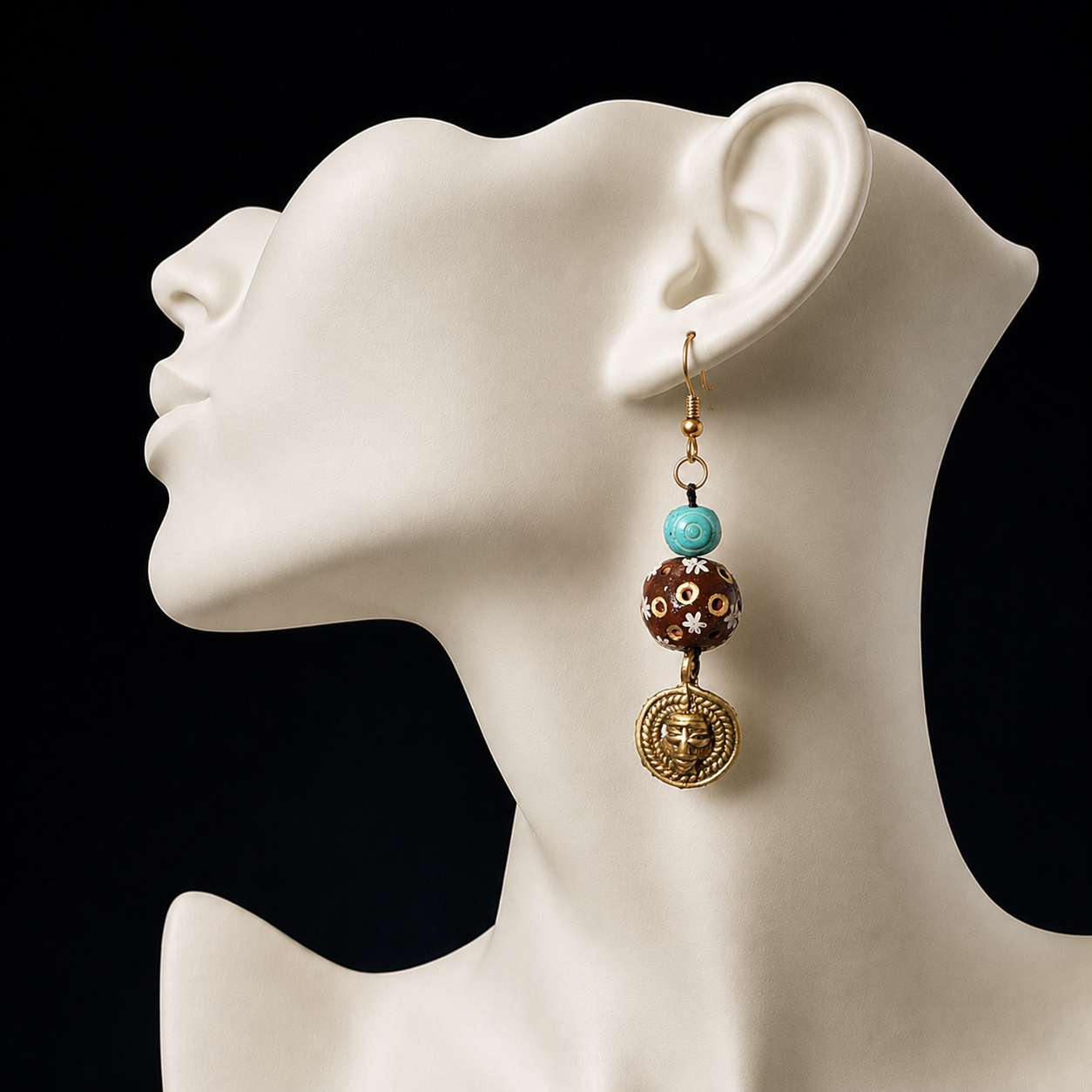 Brass Blossom Strokes Ethnic Earrings