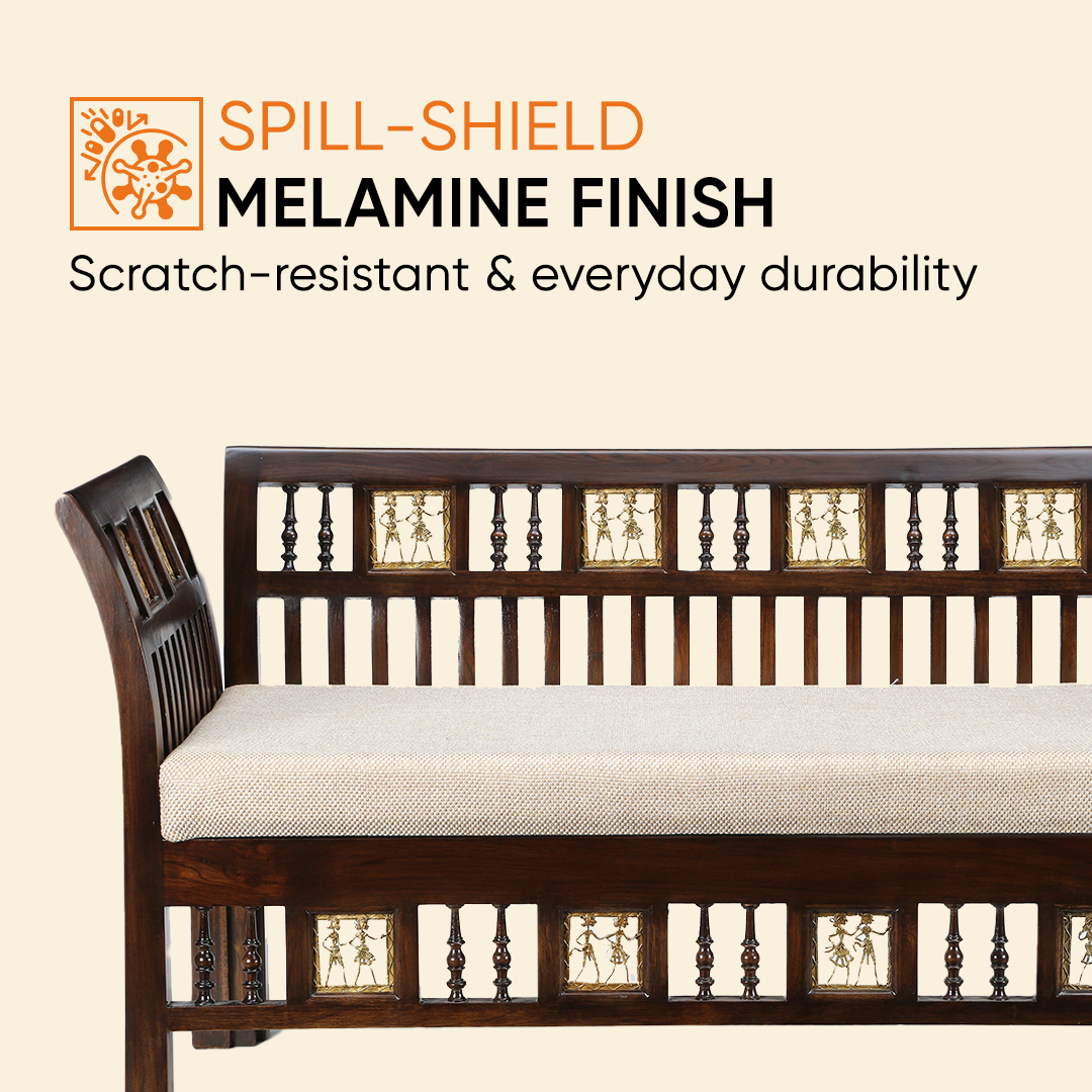 Arka 2 Seater Sofa in Walnut Colour by Aakriti Art Creations (48x24x27)