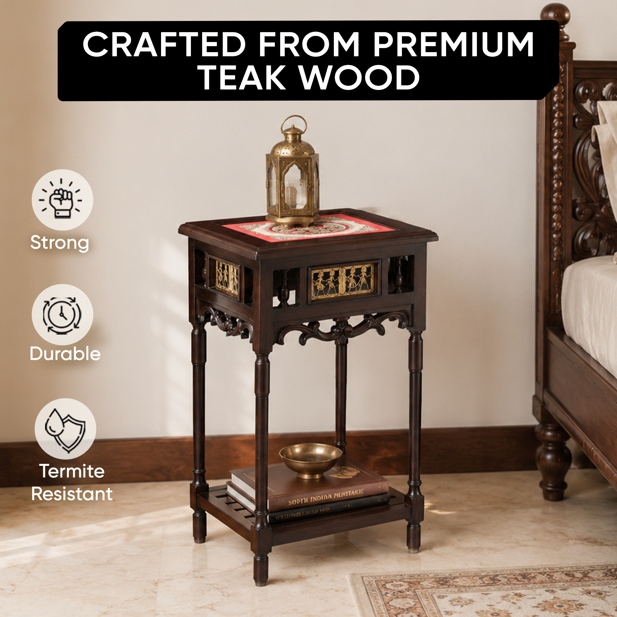 Onyx End Table in Teakwood with Walnut Finish (15.5x15.5x30)